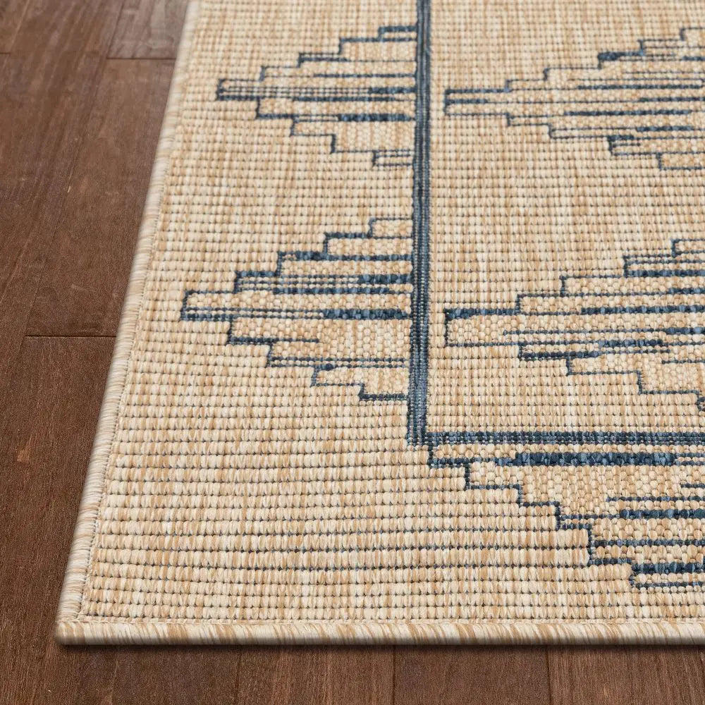 Vidar Trellis Diamond Pattern Indoor Outdoor Blue Beige Flatweave Rug、mySite、gigharbornorthrealestate