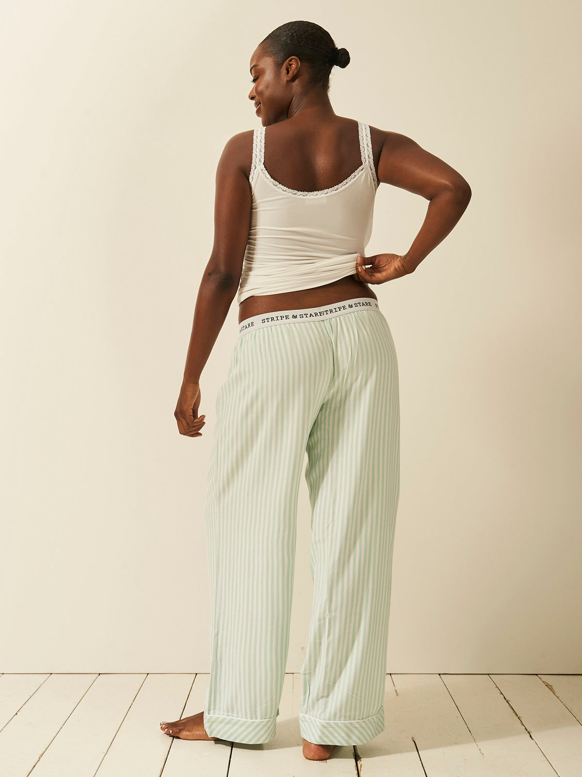 Soft Brushed Woven Pyjama Bottoms - Opal Stripe、mySite、bengalsvssteelers