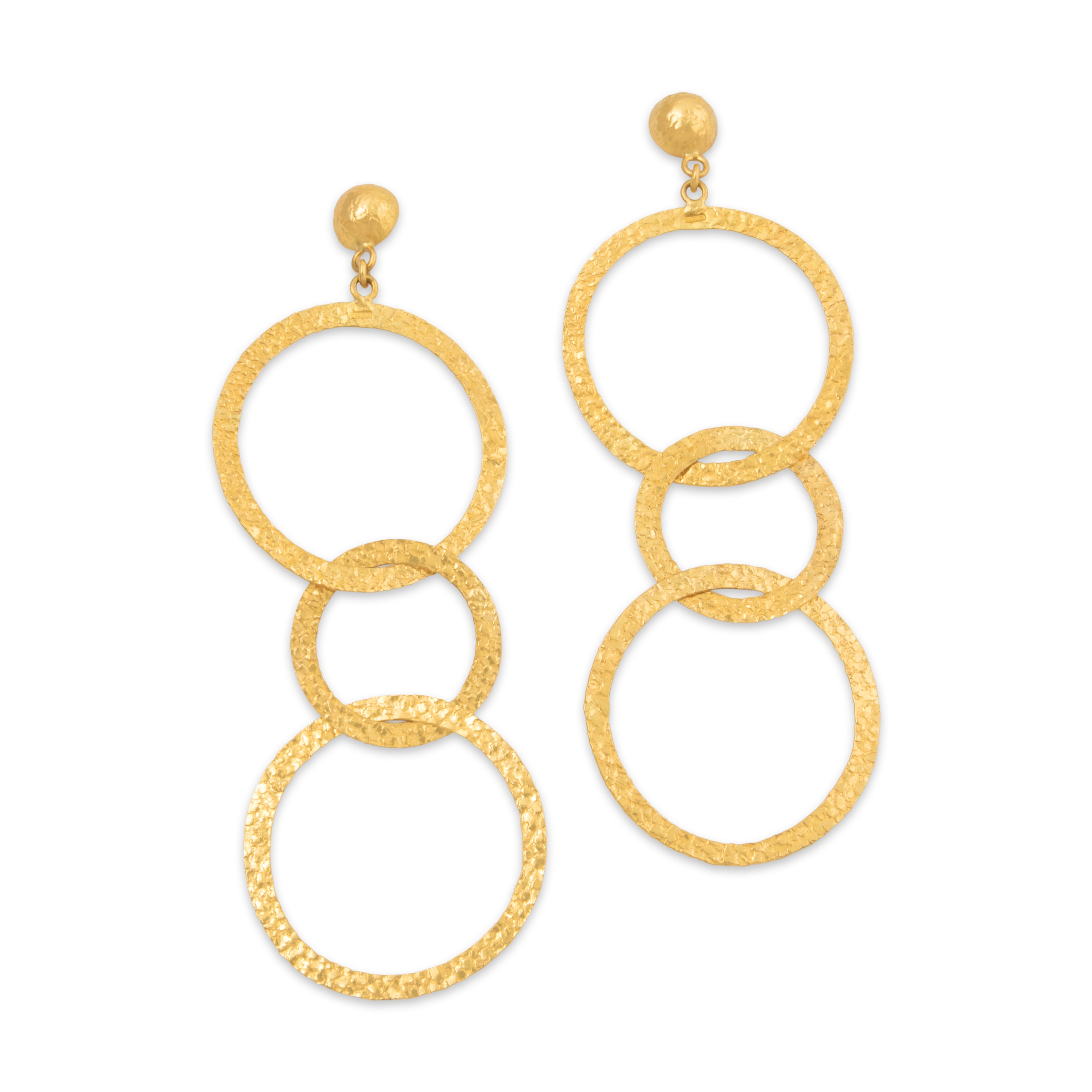 Vintage Roberto Coin Italian 18k Yellow Gold Oversized Hammered Dangle Earrings、mySite、hinf8tx79