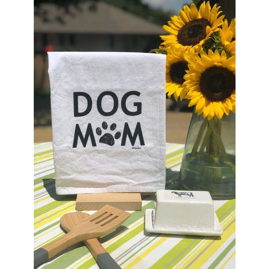 Dog Mom Handprinted White Flour Sack Tea Towel with Hanging Loop、mySite、g9winljtr