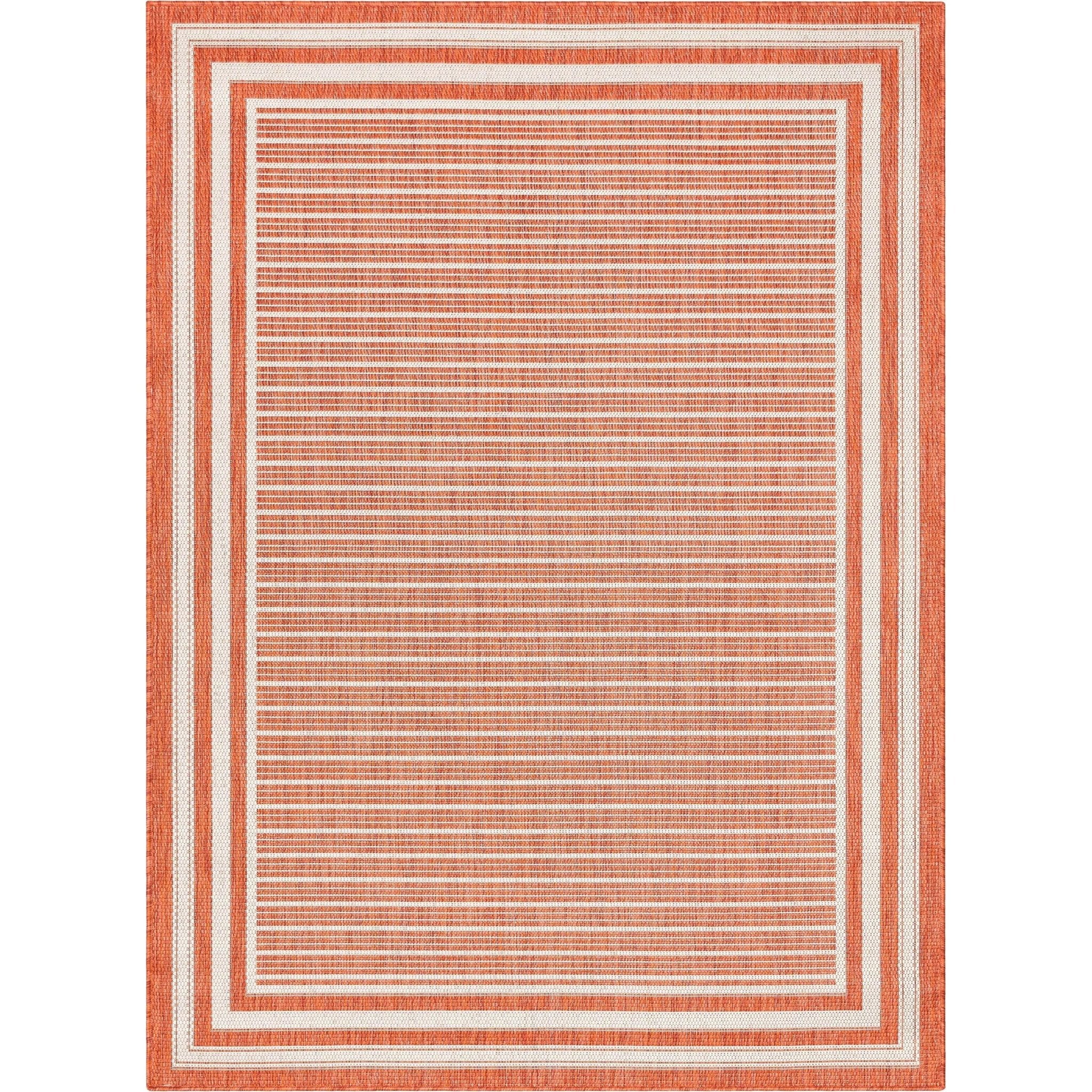 Frankie Modern Stripes Indoor/Outdoor Orange Textured 2'7 x 9'10 Runner Rug、mySite、gigharbornorthrealestate