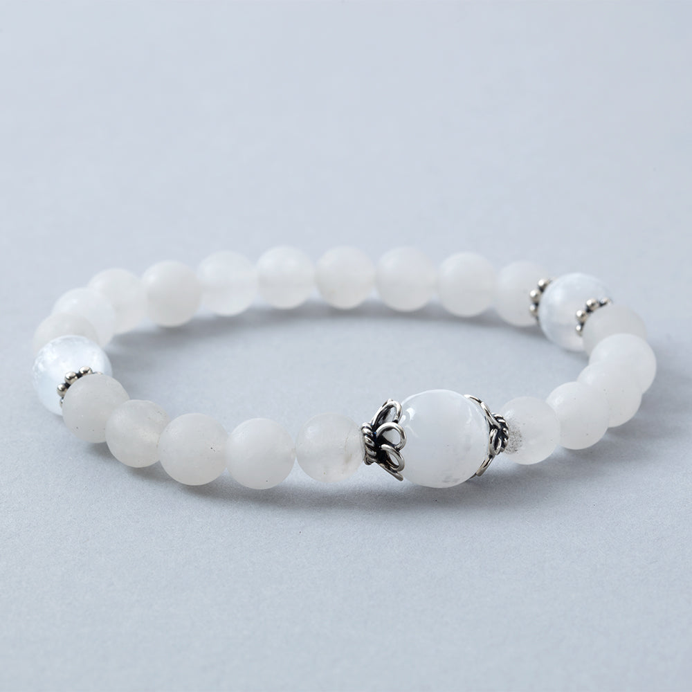 Matte Rock Crystal with Selenite Stretchy Bracelet、mySite、topwebapps