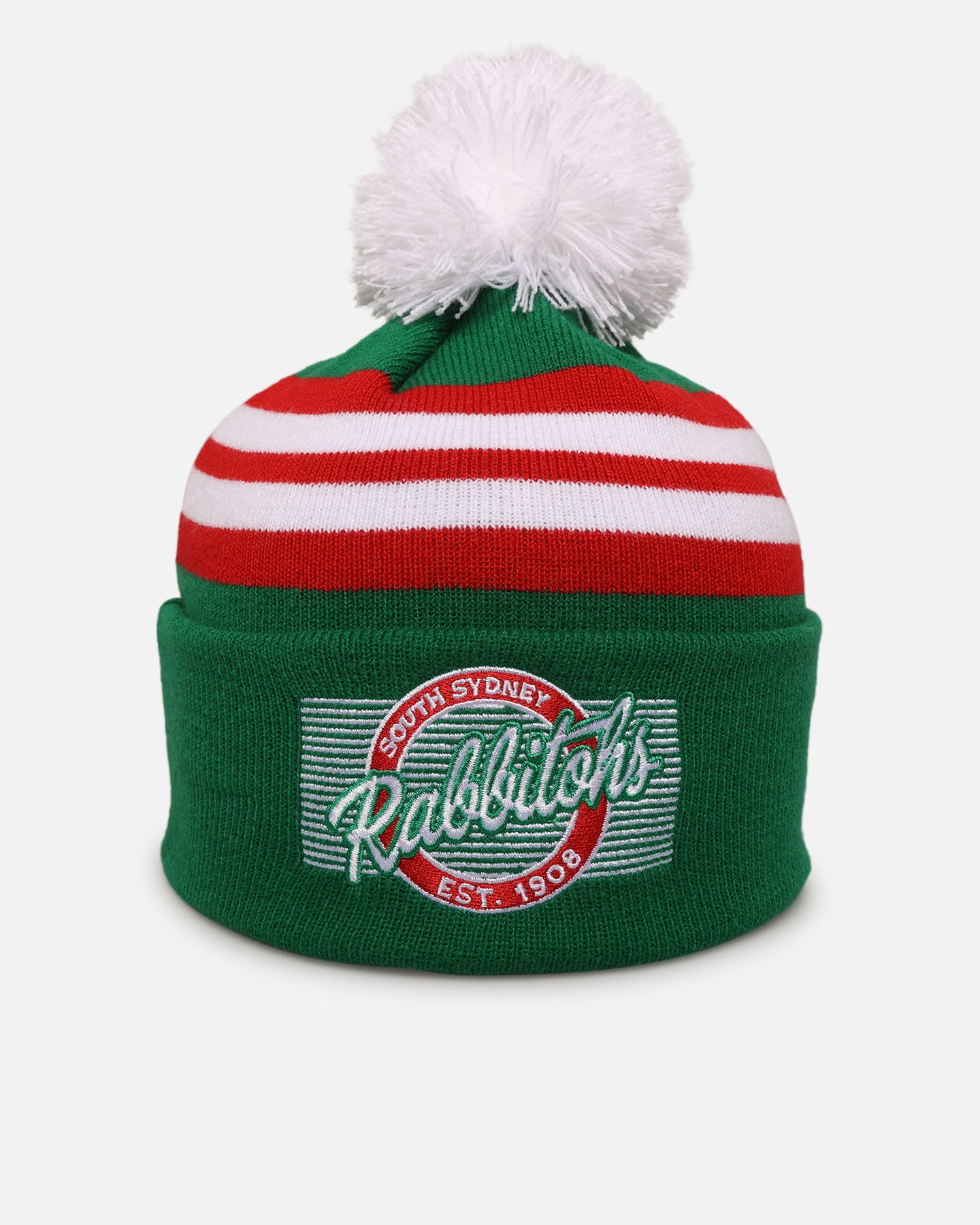 New Era South Sydney Rabbitohs 'NRL 2025 Collection' Knitted Badged Beanie Official Team Colour、mySite、zt4zffjzw