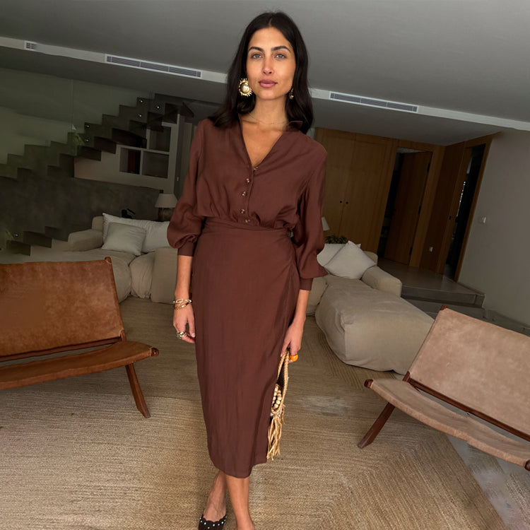 Chocolate Midi Miley Shirt Dress、mySite、solidvoid