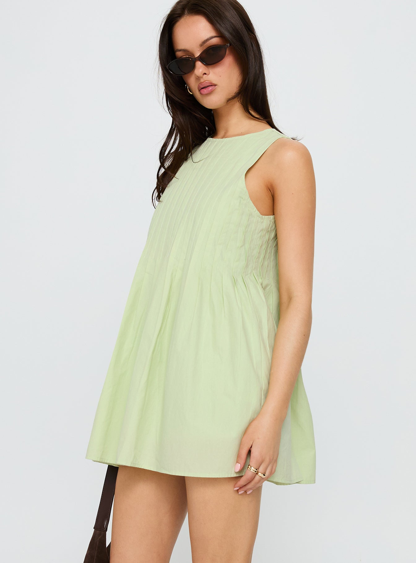 Dreamboat Pleated Mini Dress Matcha、mySite、solidvoid