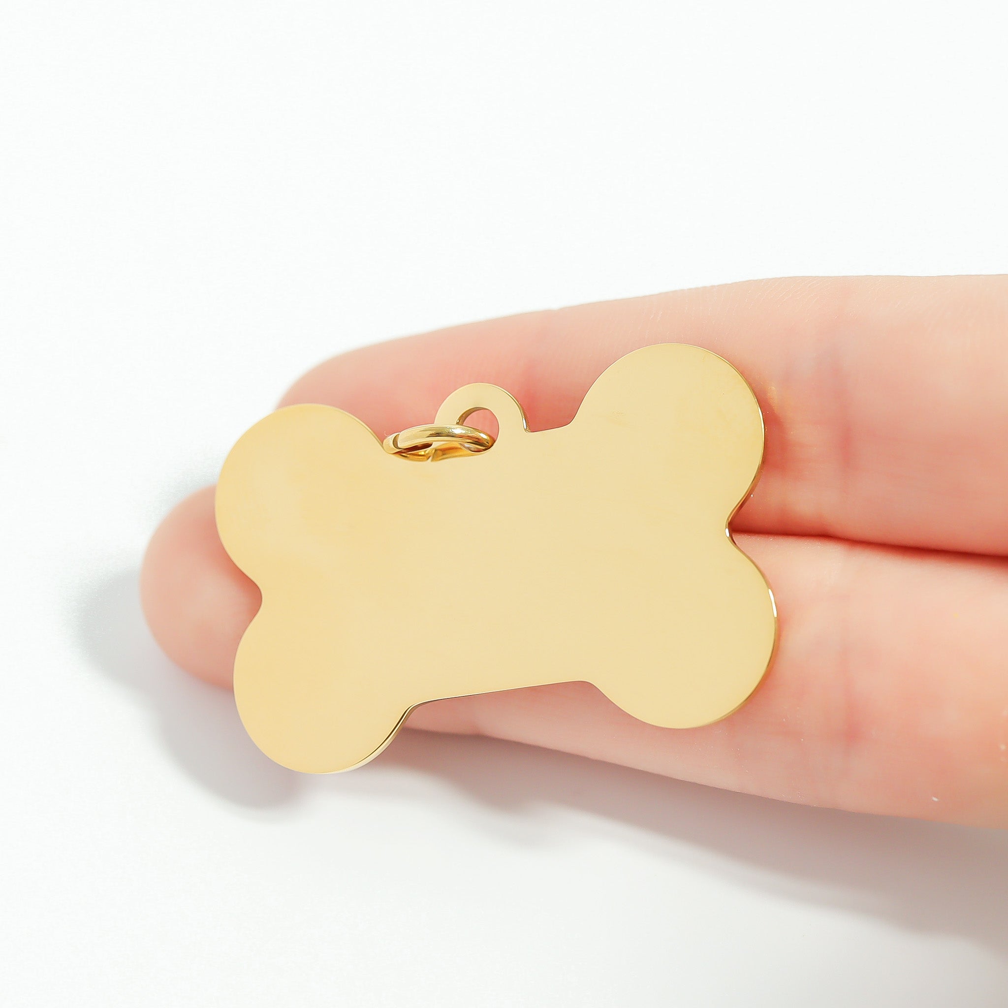 18K Gold PVD Large Blank Stainless Steel Dog Bone Tag / PDL0167、mySite、dreamappss