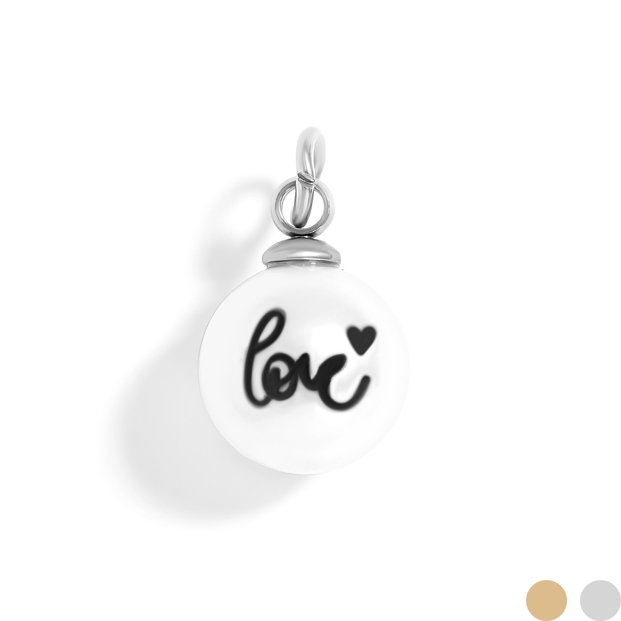 18K Gold PVD Stainless Steel 8mm Love Printed Pearl Charm / PDL0249、mySite、dreamappss