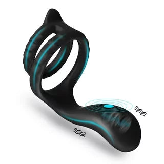 Vibrating Ribbed Double Cock Ring | Enhancer | Clit Stim | USB、mySite、bottomscart