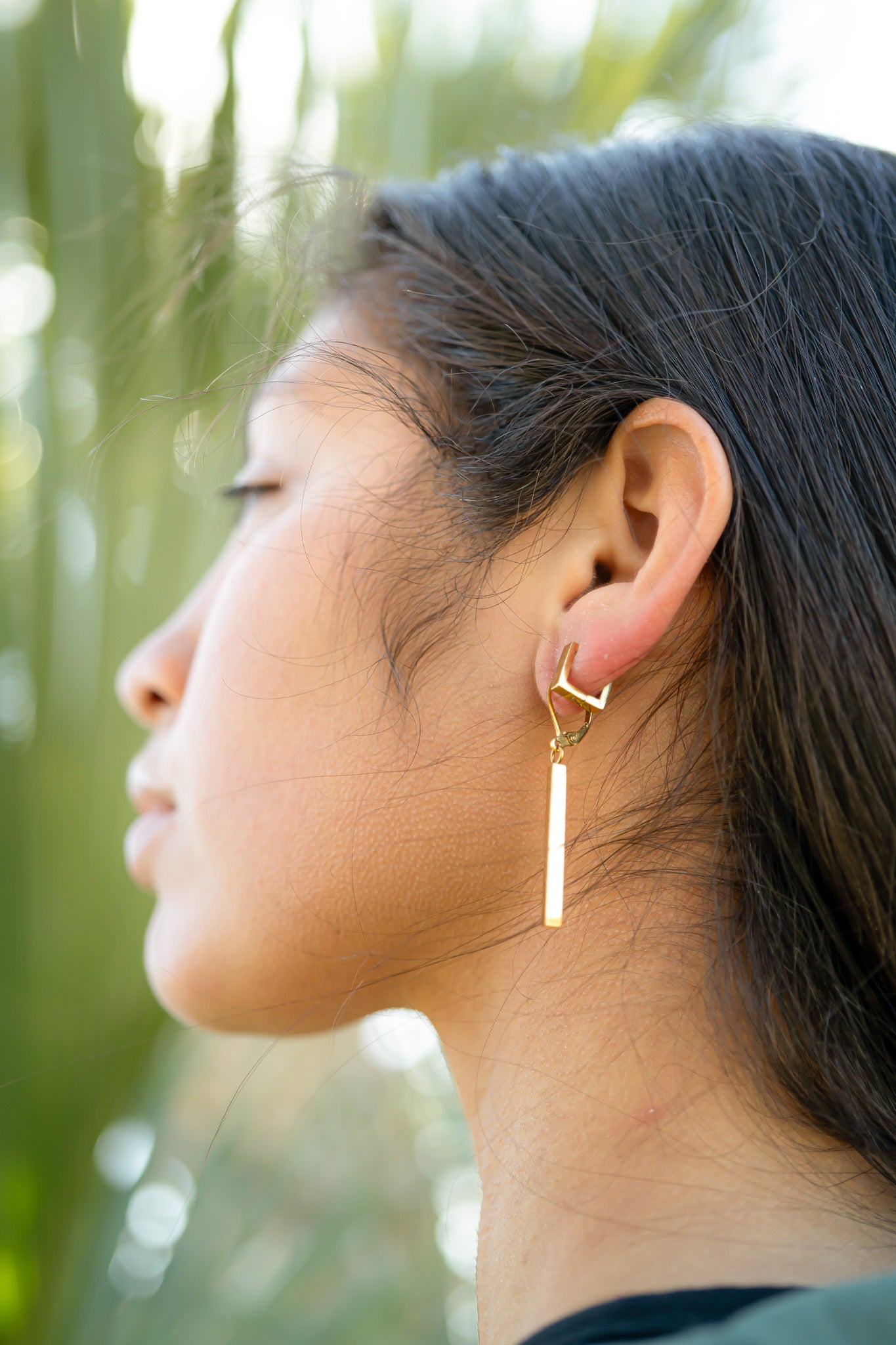 18K Gold PVD Stainless Steel Square Huggie Earrings / ERJ0011、mySite、dreamappss