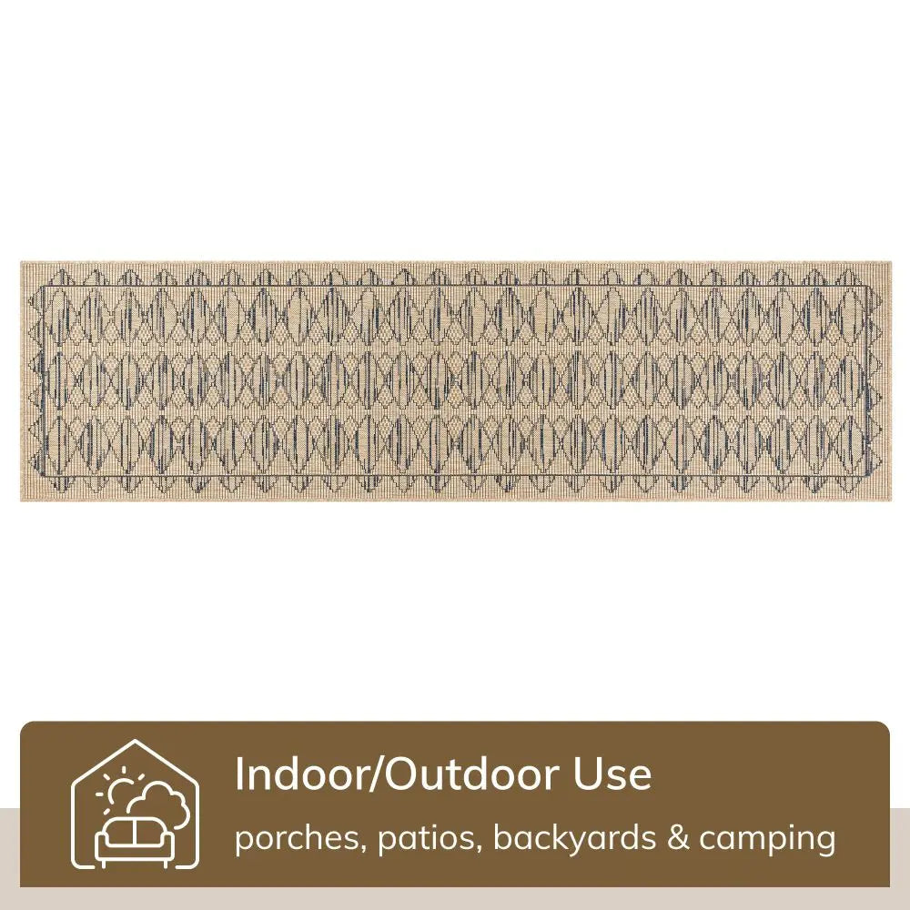 Vidar Trellis Diamond Pattern Indoor Outdoor Blue Beige Flatweave Rug、mySite、gigharbornorthrealestate