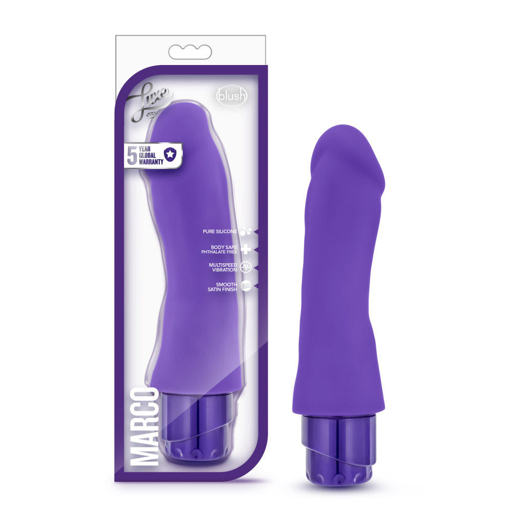 Luxe By Blush® | Marco Curved G-Spot Purple 7.75-Inch Long Vibrating Dildo、mySite、bottomscart