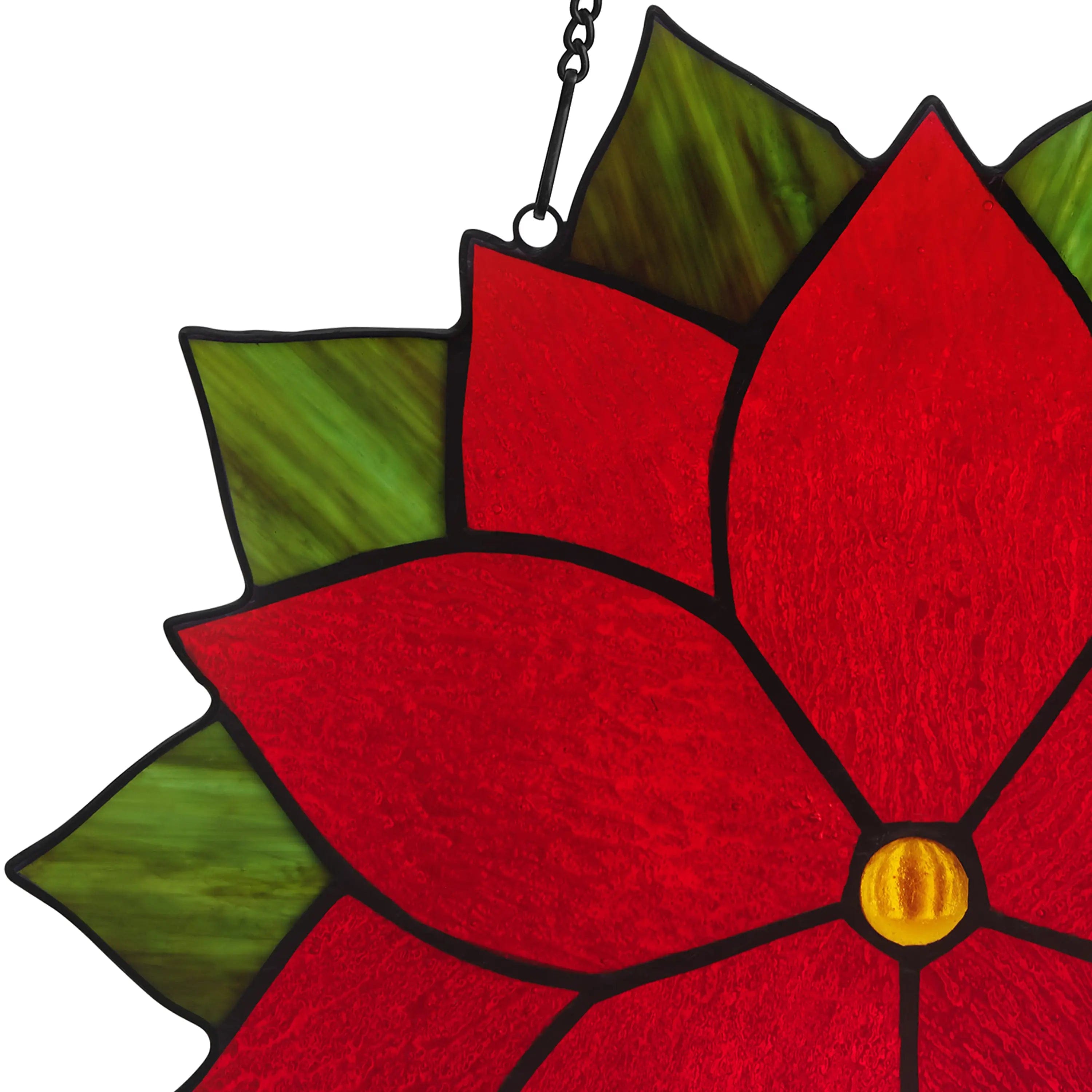 Pointsettia Stained Glass Holiday Decoration Beautiful Red Flower、mySite、g9winljtr