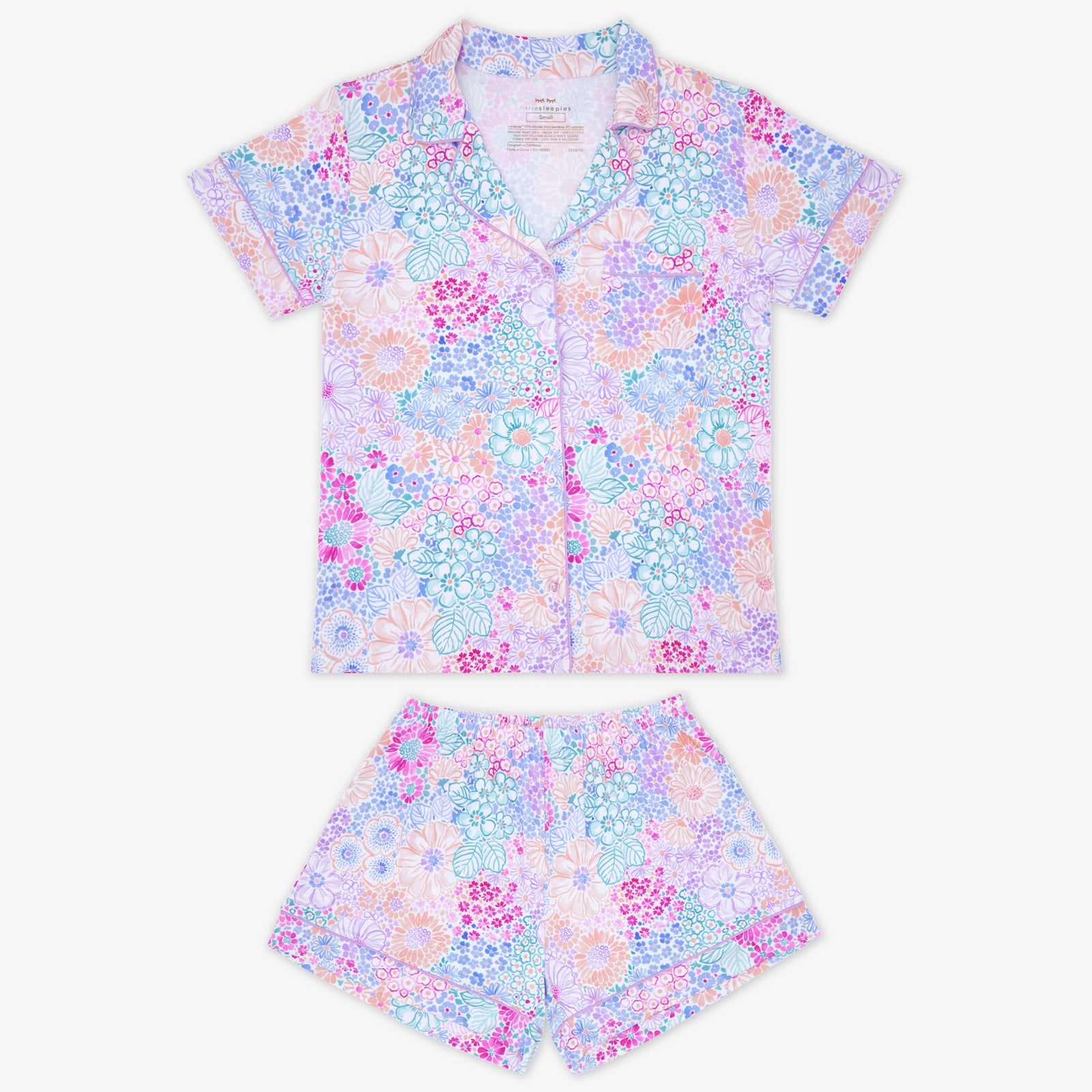 Doodle Blooms Women's Short Sleeve & Shorts Pajama Set、mySite、g9winljtr