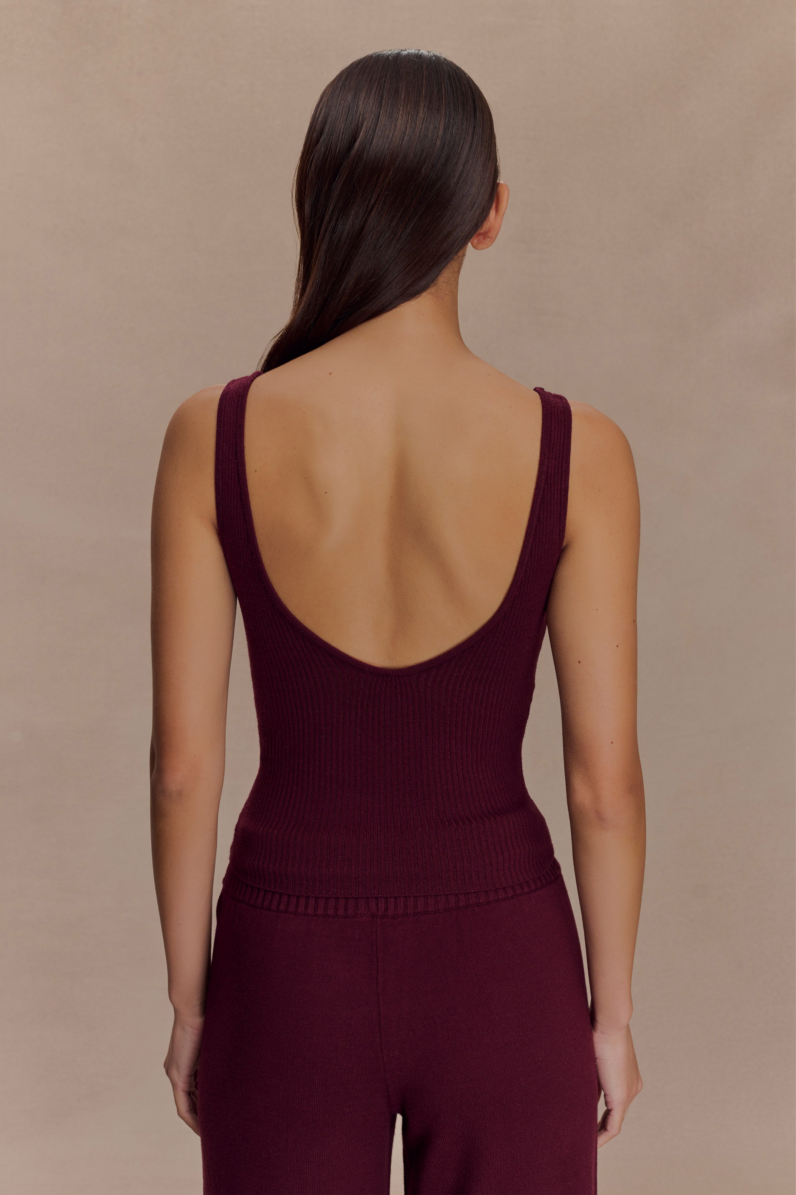 Natalya Ribbed Knit Cami Top - Merlot、mySite、solidvoid