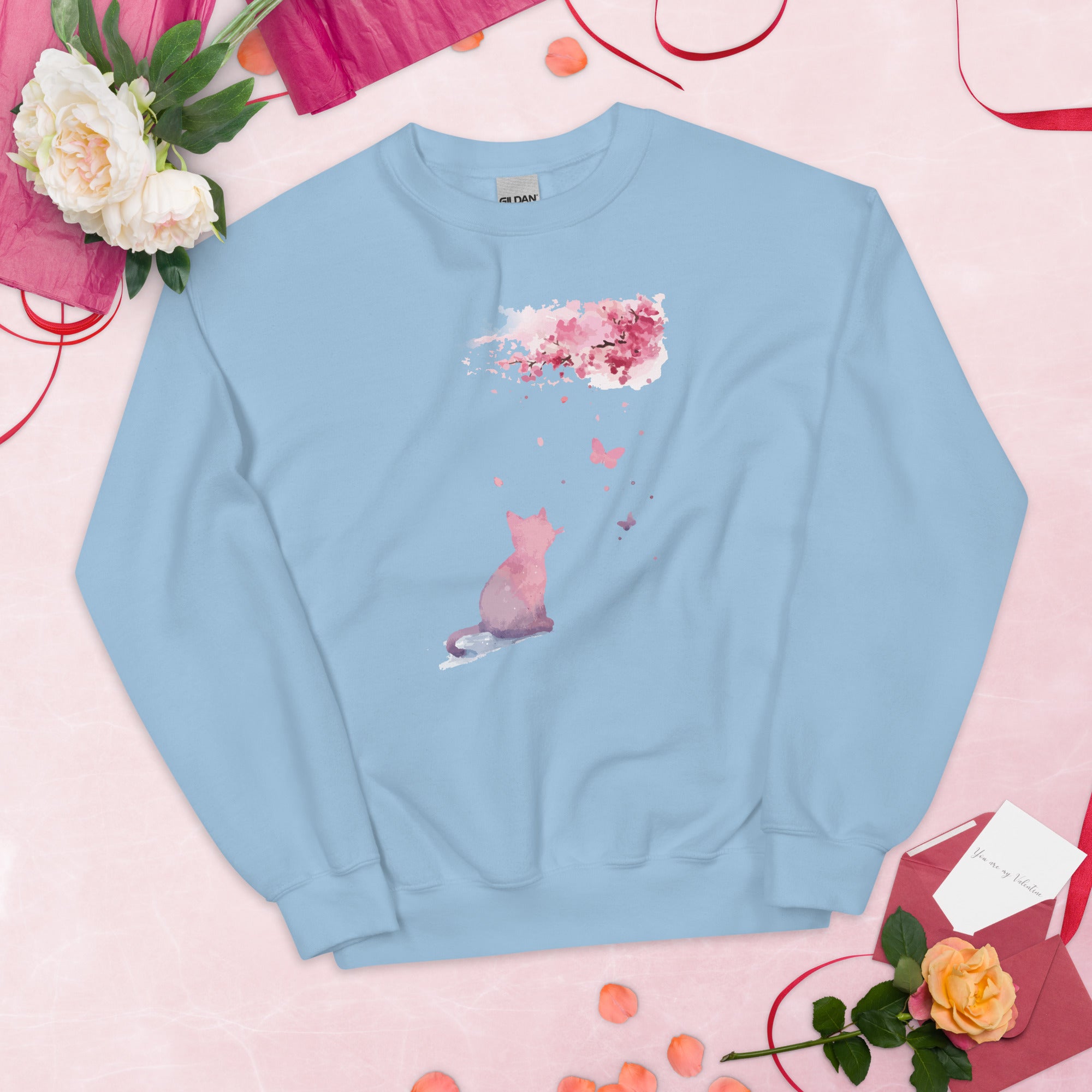 Cherry Blossom Kitten Crewneck Sweatshirt、mySite、camillekostekn