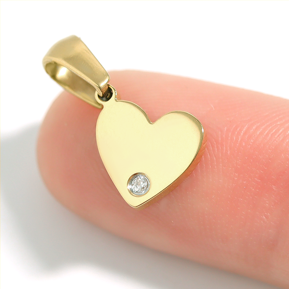18K Gold PVD Stainless Steel CZ Accent Heart Charm / SBB0290、mySite、dreamappss