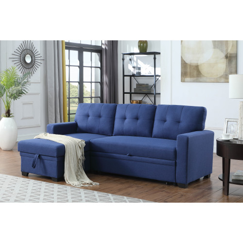 Upholstered Pull out Sectional Sofa with Chaise、、casual