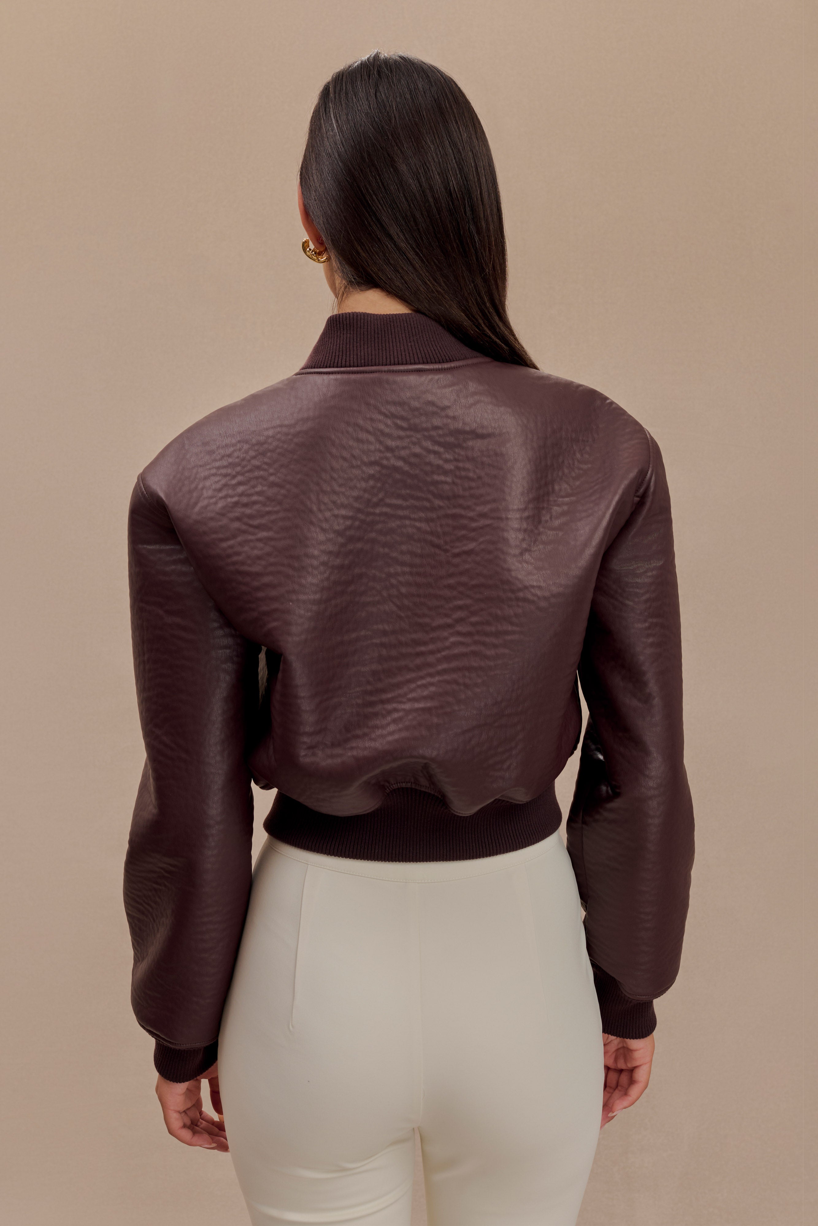 Codi Faux Leather Bomber Jacket - Merlot、mySite、solidvoid