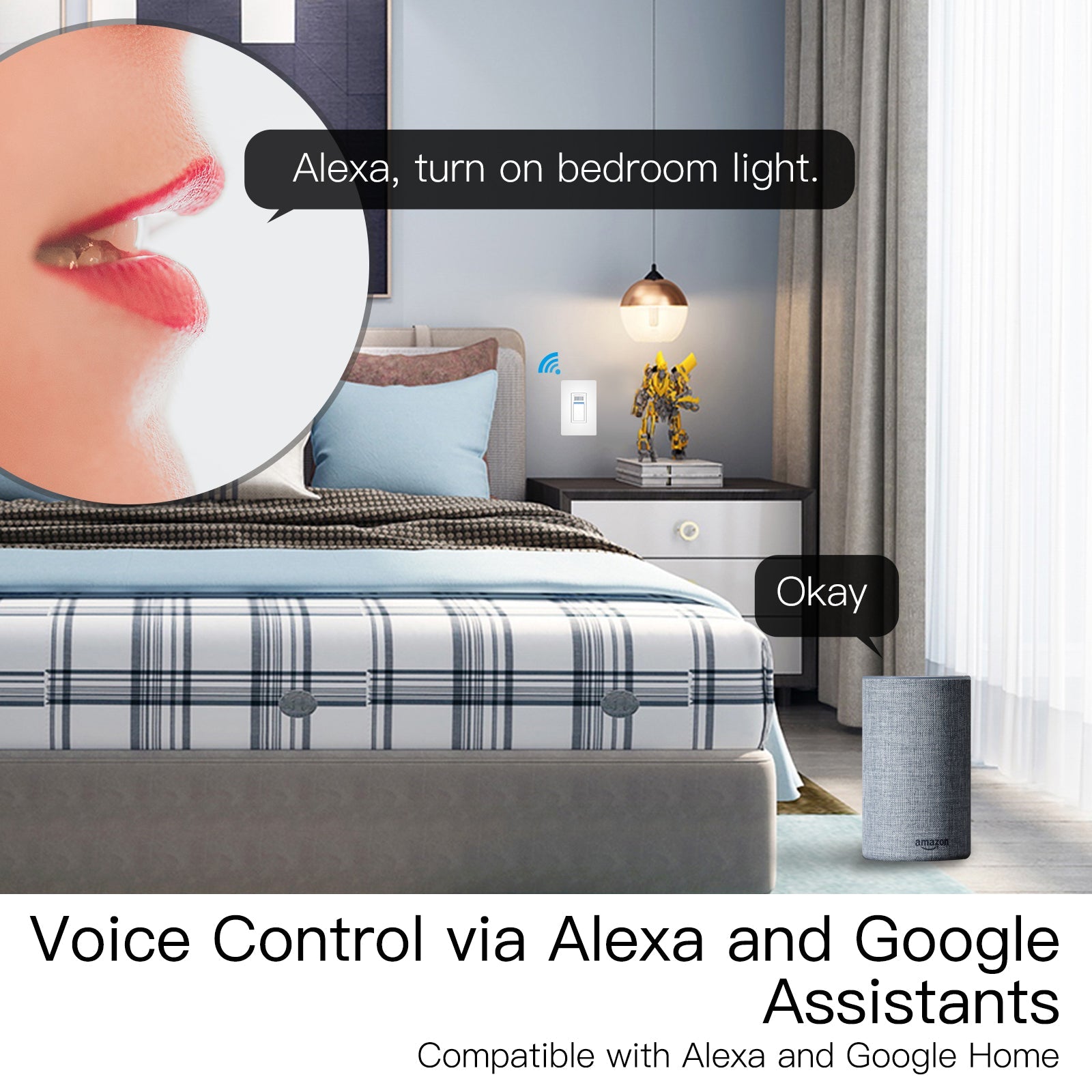 WiFi Smart Light PIR Motion Sensor Light Switch Single Pole Neutral Wire Required 110-125V、mySite、fannypackpong