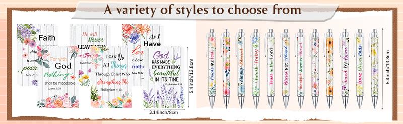 24Pcs Christian Gifts with 12 Motivational Quote Pens and 12 Bible Journal Christian Writing Pens Inspirational Ballpoint Pens Religious Notebooks with Bible Verse Bible Supplies, Gifts for Women  Student Teacher, First Holy Communion Gift, Mother 24Pcs Christian Gifts with 12 Motivational Quote Pens and 12 Bible Journal Christian Writing Pens Inspirational Ballpoint Pens Religious Notebooks with Bible Verse Bible Supplies, Gifts for Women  Student Teacher, First Holy Communion Gift, Mother