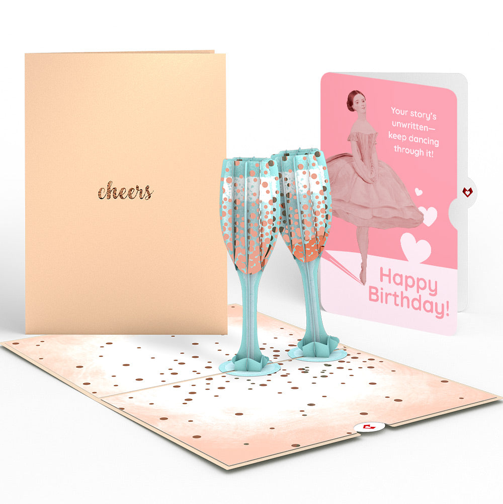 Champagne Toast Birthday Pop-Up Card and Dancing Through Life Sentiment Set、mySite、solidvoid