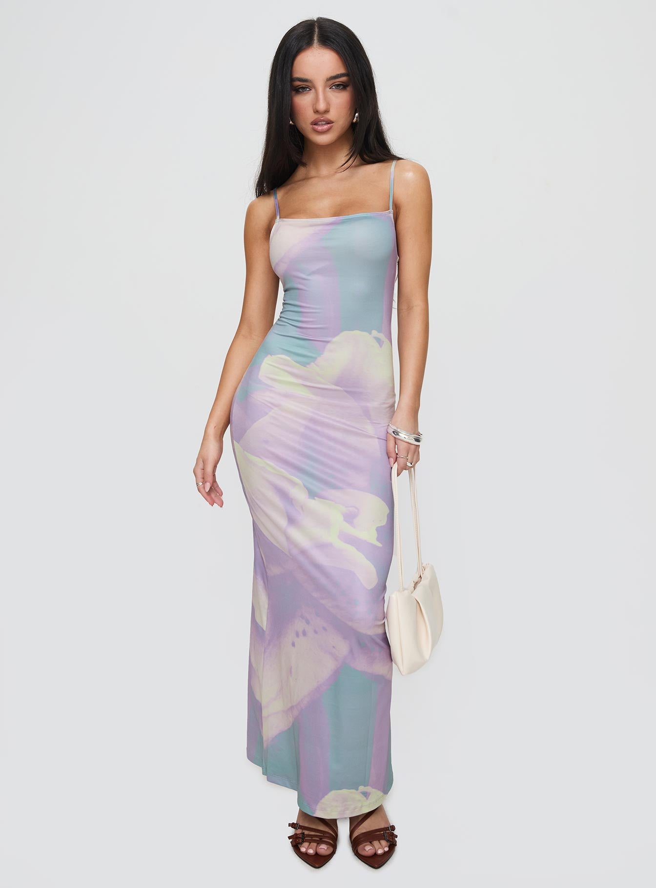 Norila Maxi Dress Slinky Orchid Petals Lilac、mySite、solidvoid