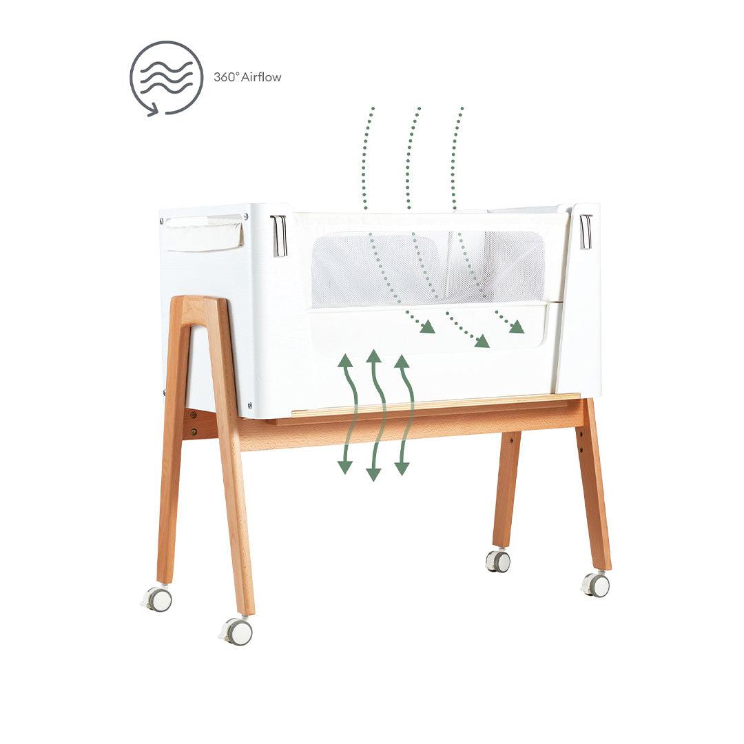  Gaia Baby Hera Cot Bed + Bedside Crib Two Piece Bundle - Scandi-White + Natural、mySite、merchandisen