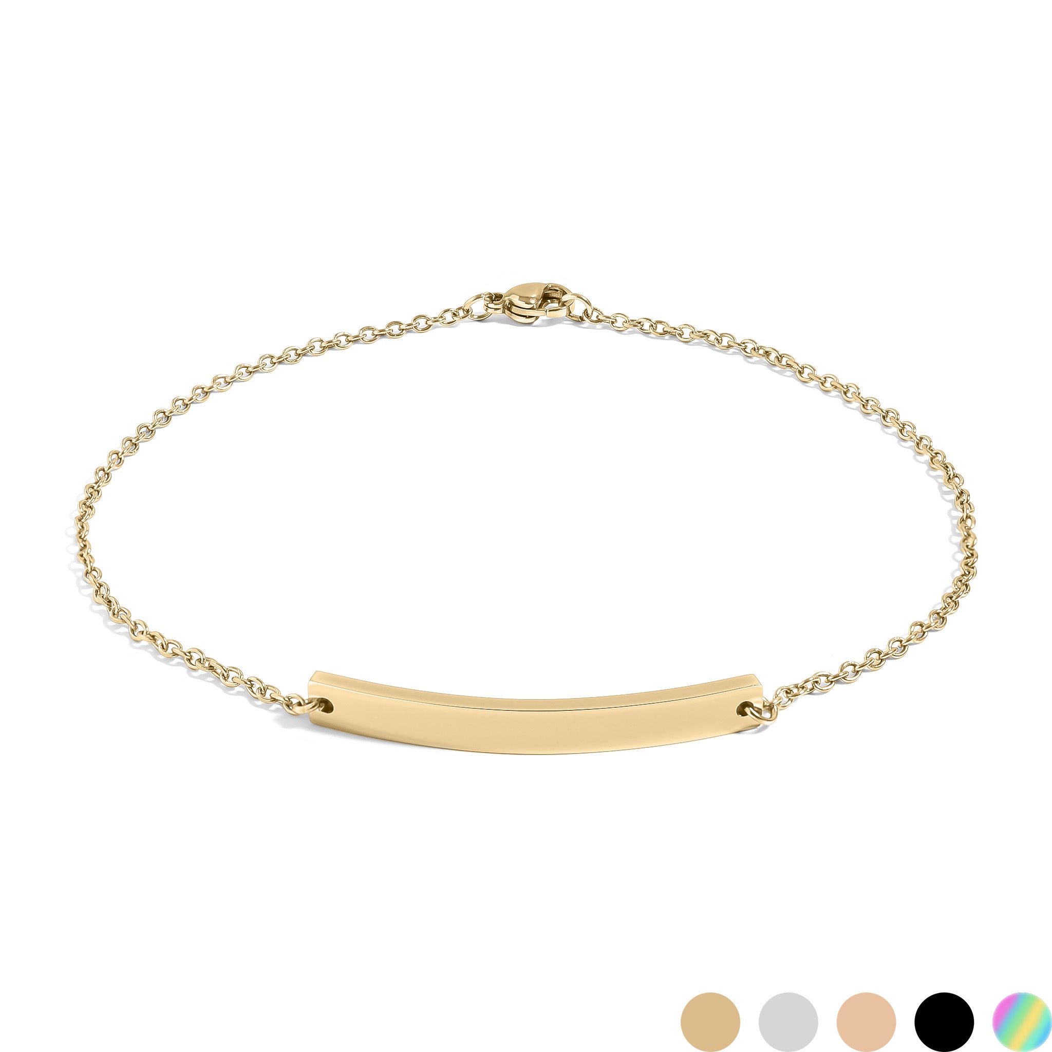 18K Gold PVD Stainless Steel Blank Curved Bar Bracelet/Anklet / BRJ9030、mySite、dreamappss