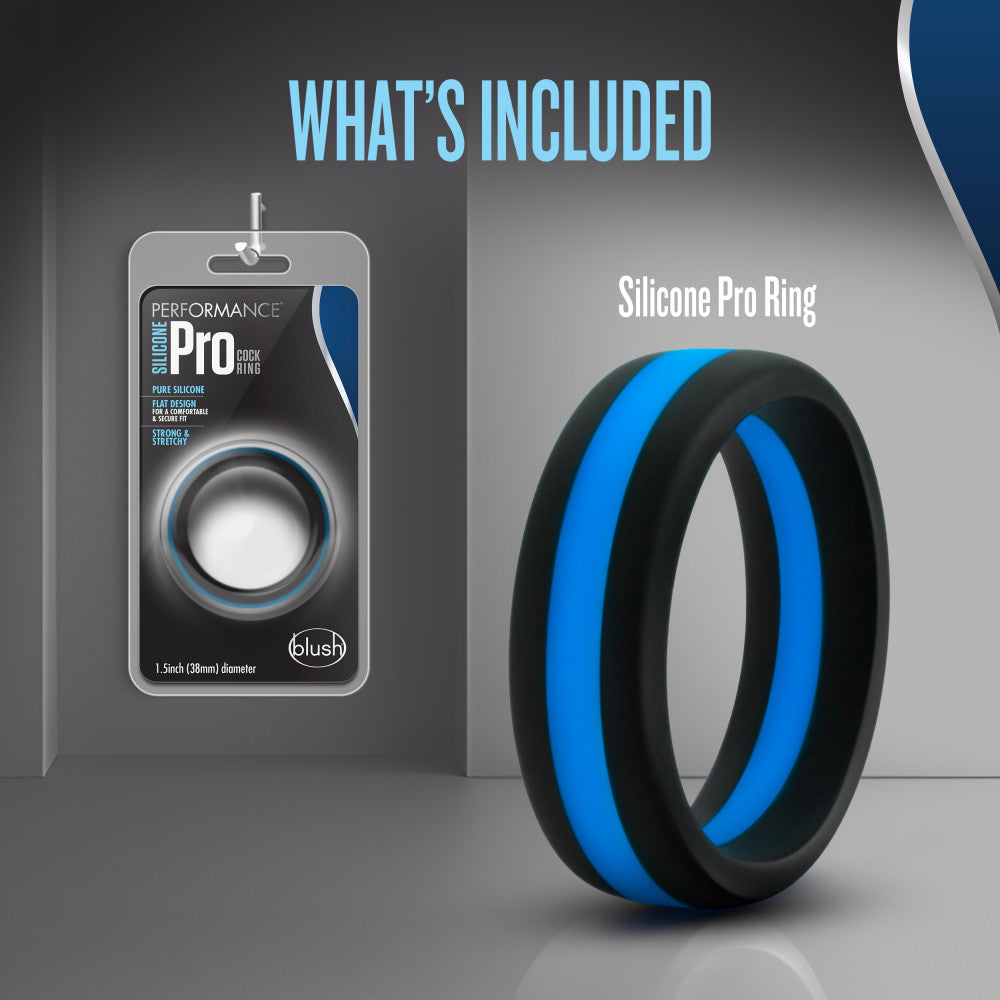 Performance By Blush® | Pro: Blue & Black Penis Ring - Made with Puria™ Silicone、mySite、bottomscart