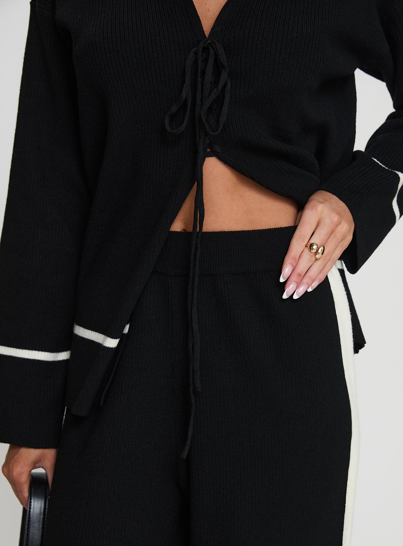 Kester Tie Front Knit Set Black、mySite、solidvoid