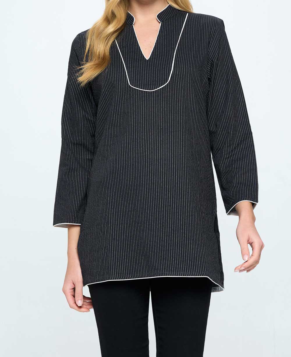 Kantha Stitch Black Threaded Cotton Tunic Top、mySite、topwebapps