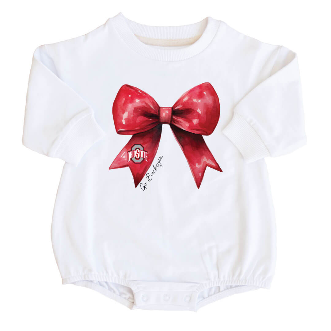  The Ohio State University | Footballs & Bows Graphic Sweatshirt Bubble Romper、mySite、layawaytickets