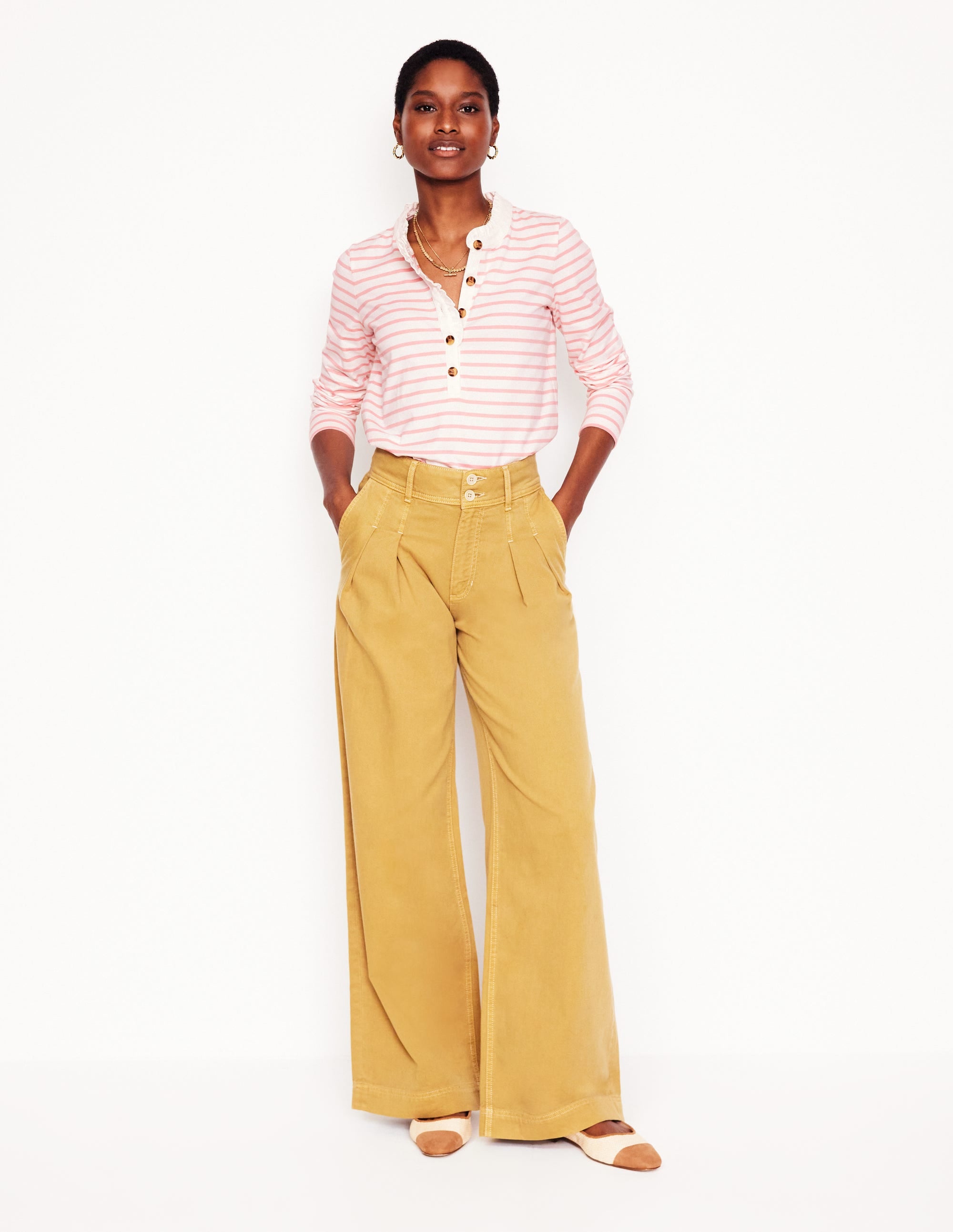  Frill Neck Breton Top-Ivory, Quartz Pink Stripe、mySite、ashleygrahame