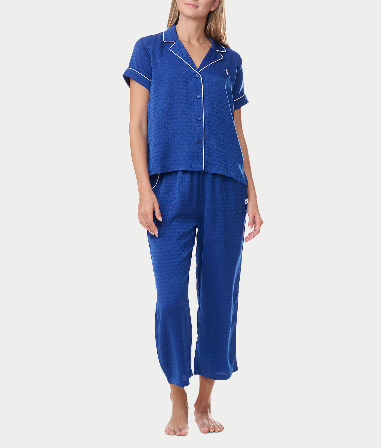  Notch Collar Cropped Woven Pajama Set、mySite、justintrudeaud