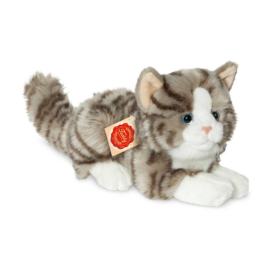 Gray and White Lying Tabby Cat Super Soft by Teddy Hermann、mySite、g9winljtr