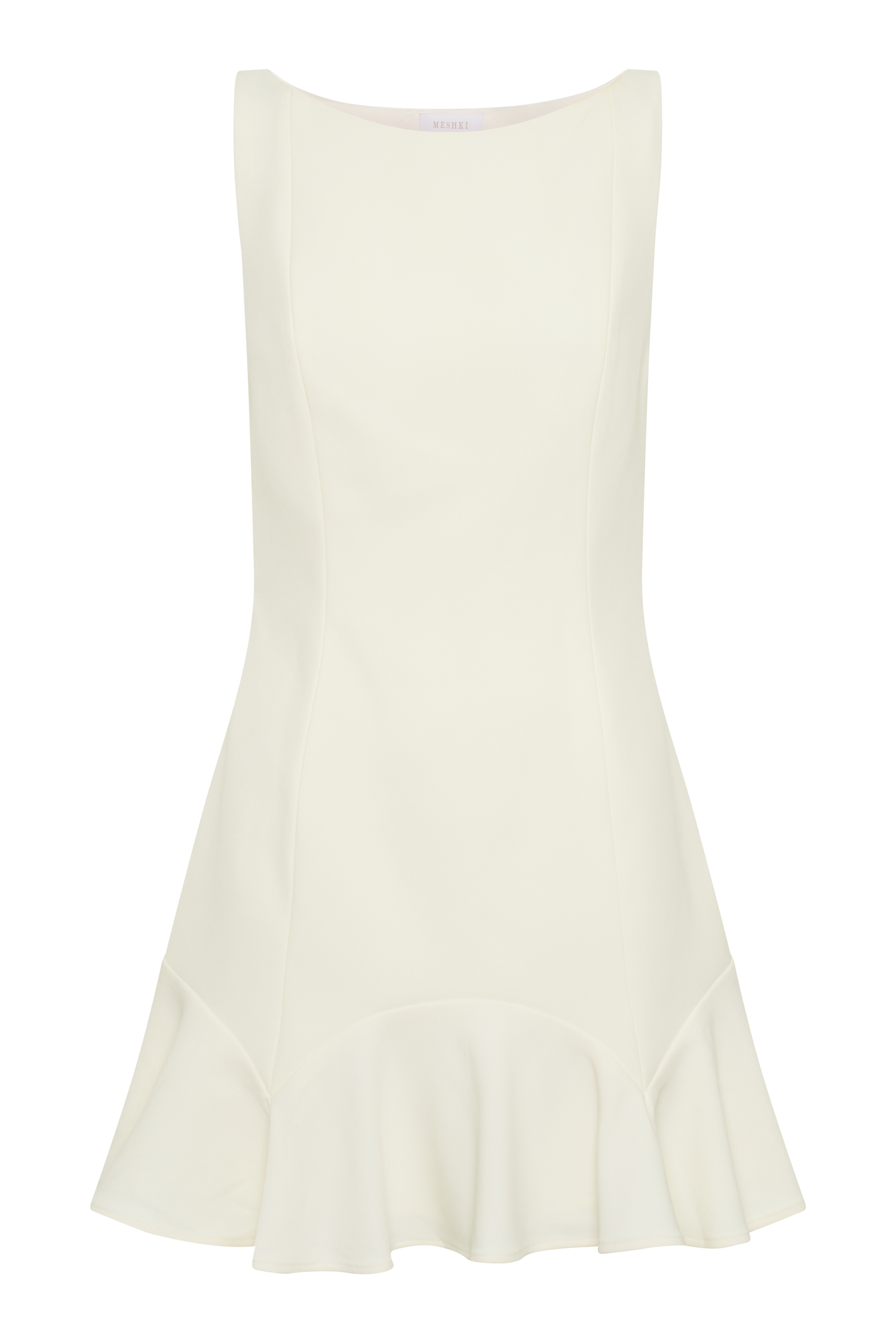 Leonora Sleeveless Suiting Mini Dress With Ruffle - Ivory、mySite、solidvoid