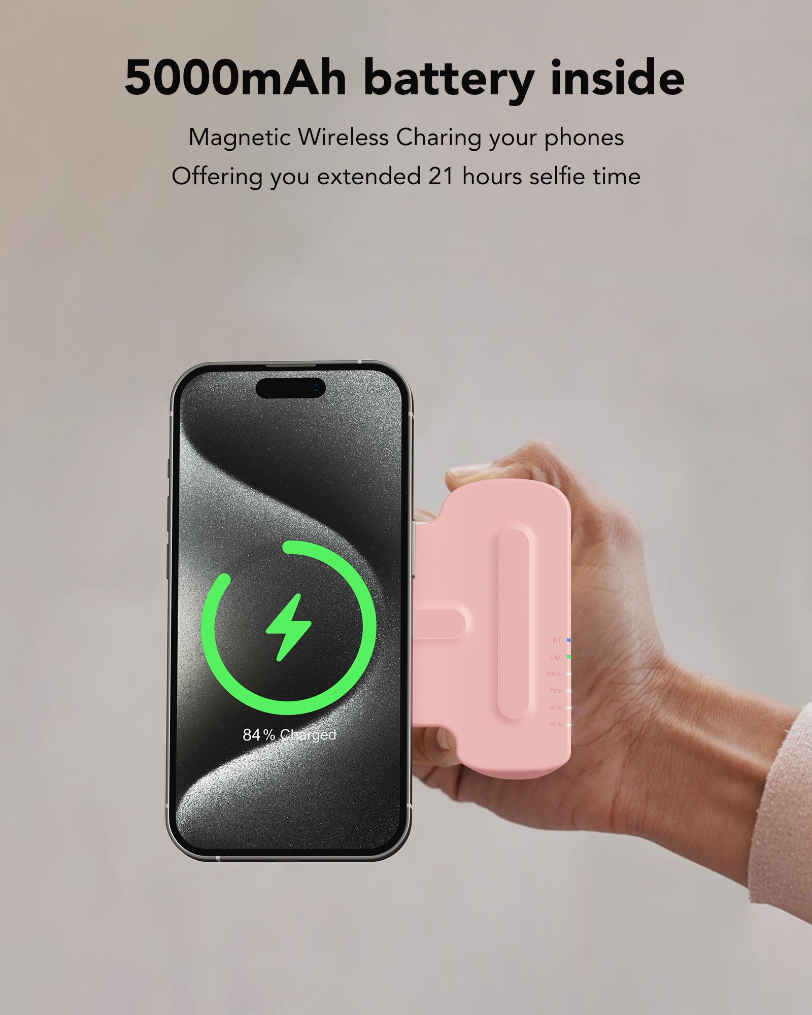 SnapCam 5000mAh Wireless Charging Power Bank with Bluetooth Camera Controller、mySite、fannypackpong