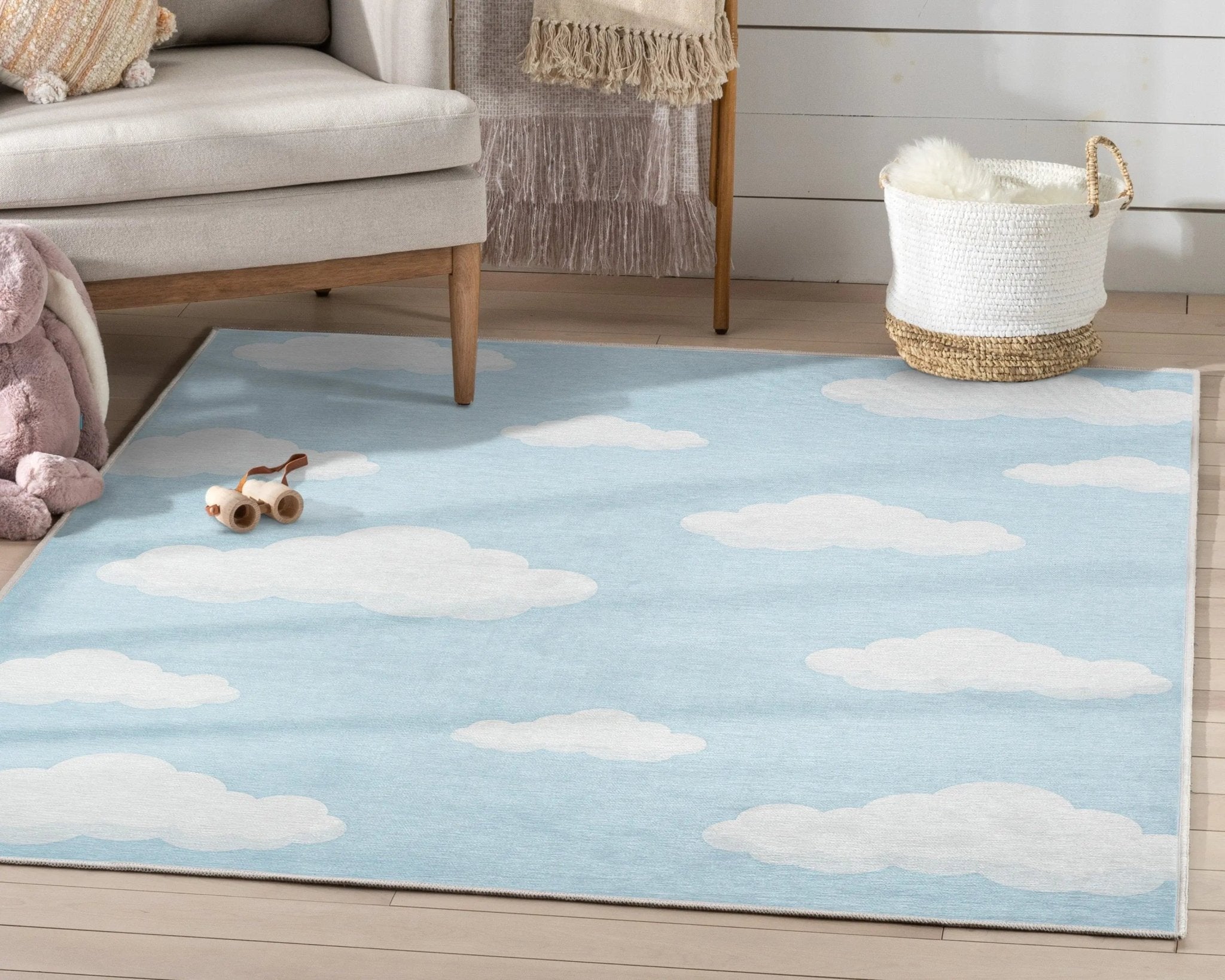 Cloud 9 Modern Blue Kids Flat-Weave Rug、mySite、gigharbornorthrealestate