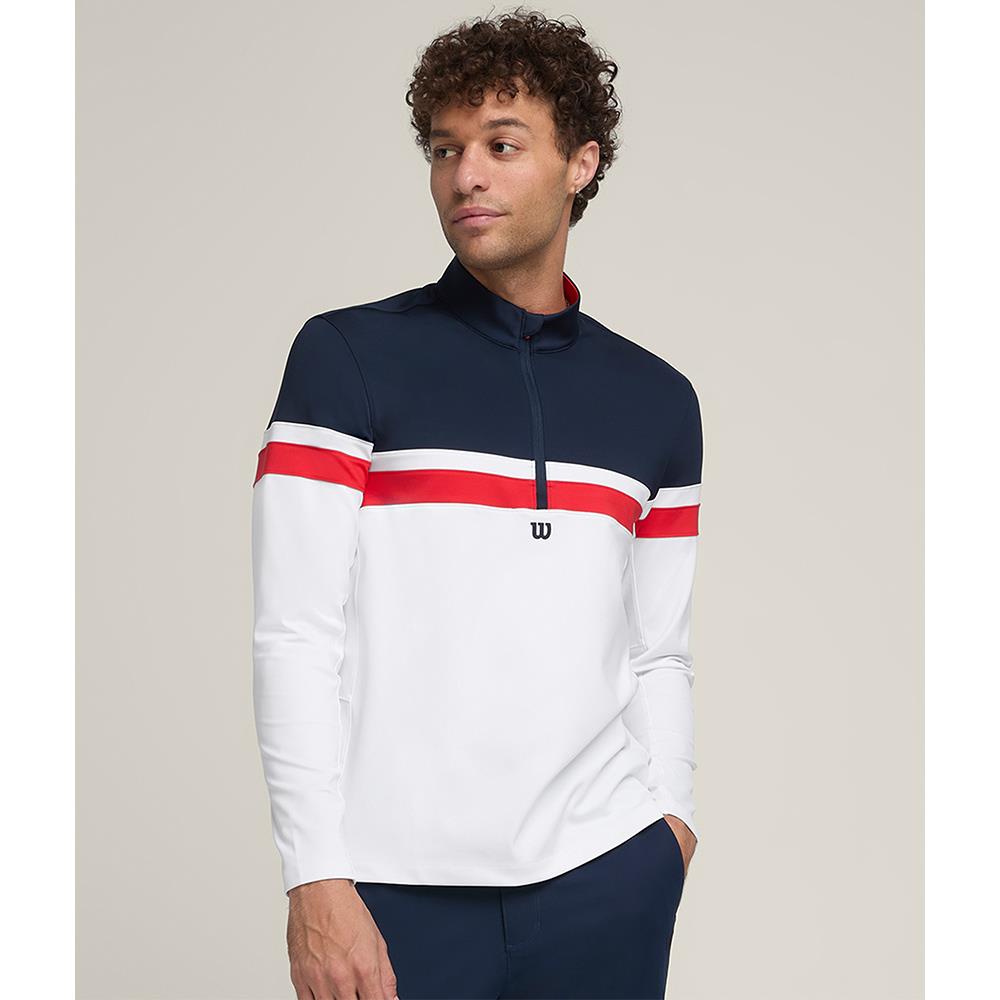 Wilson Men's Performance 1/2 Zip Longsleeve - Bright White、mySite、neckold