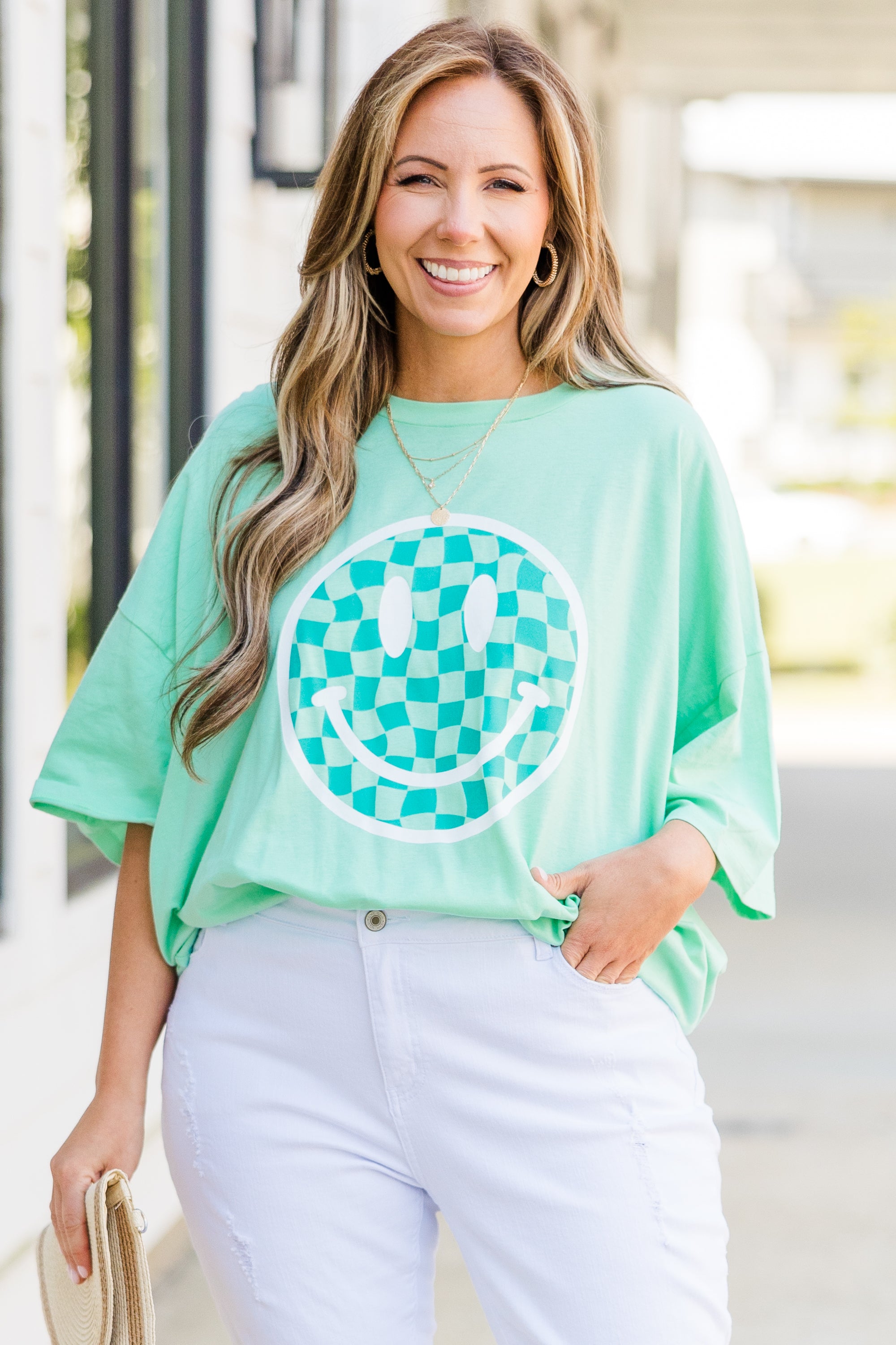  All Smiles Here Boyfriend Tee, Green Mint、mySite、justintrudeaud