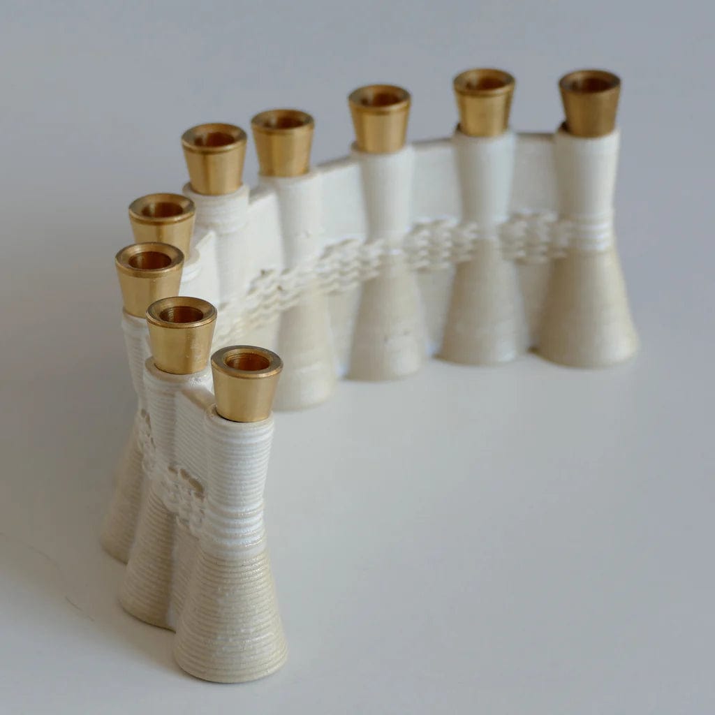 Wavy 3D Printed Clay Menorah - Natural Beige、mySite、topwebapps