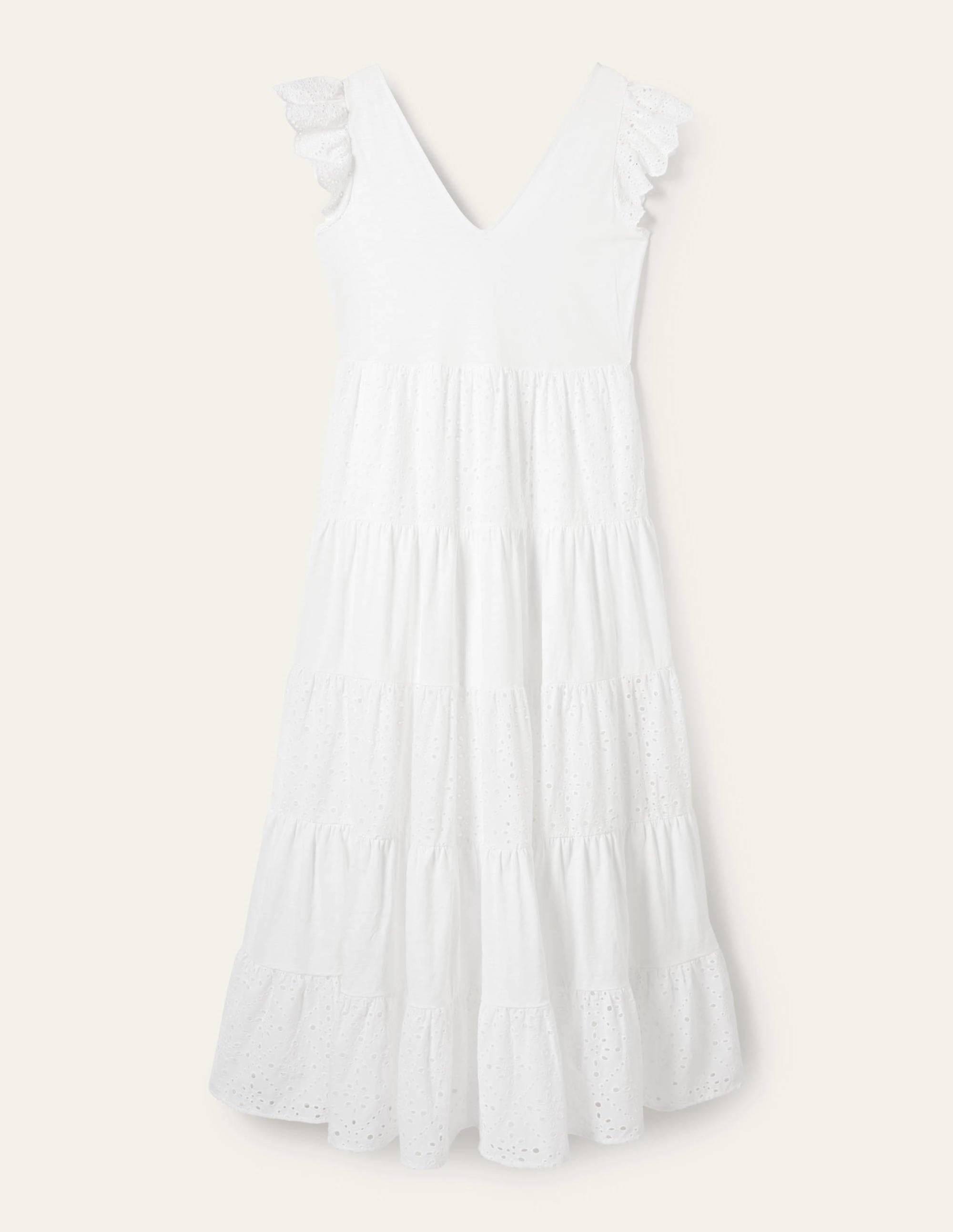  Broderie Mix Jersey Maxi Dress-White、mySite、ashleygrahame