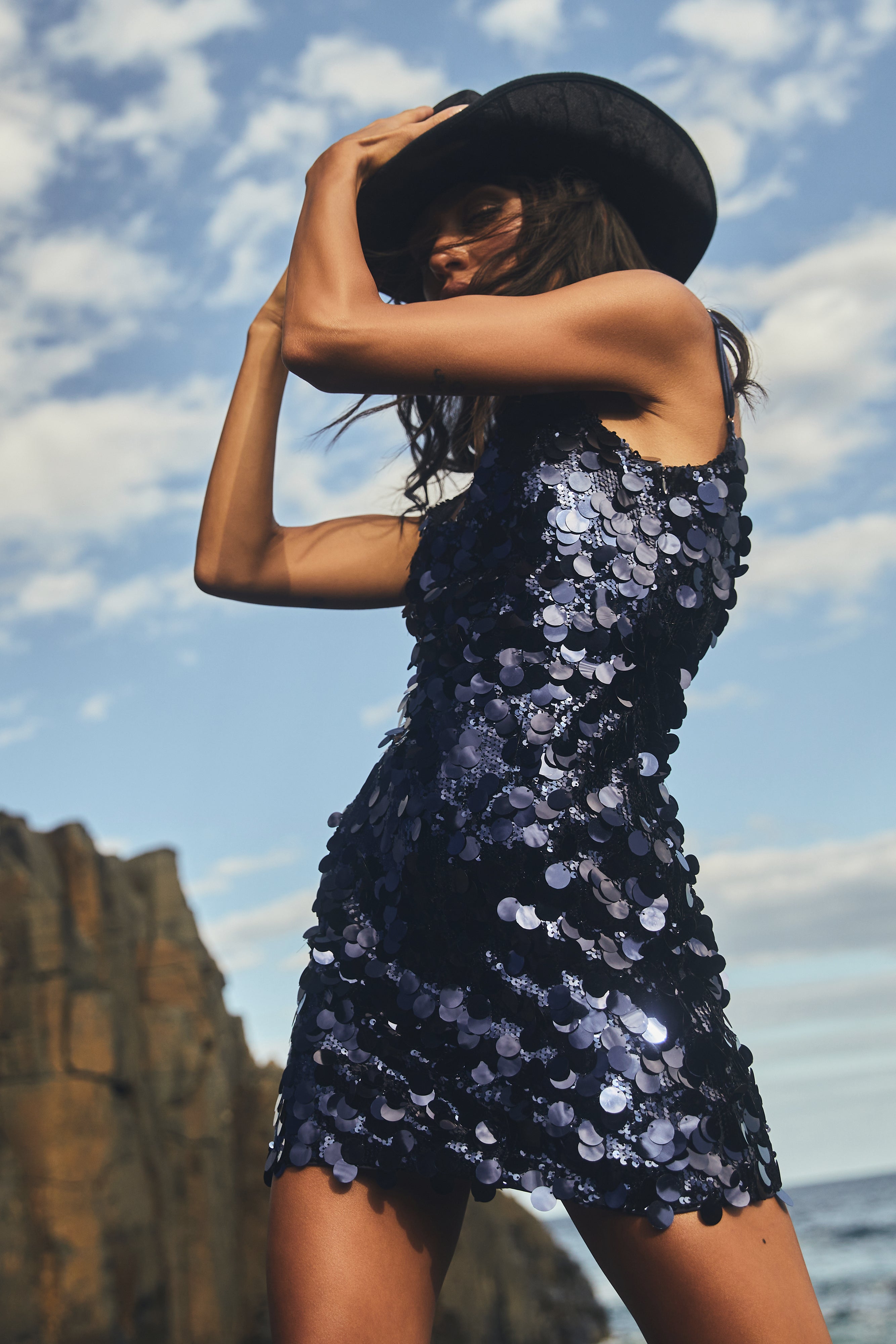 Romilly Sequin Mini Dress - Midnight Navy、mySite、solidvoid