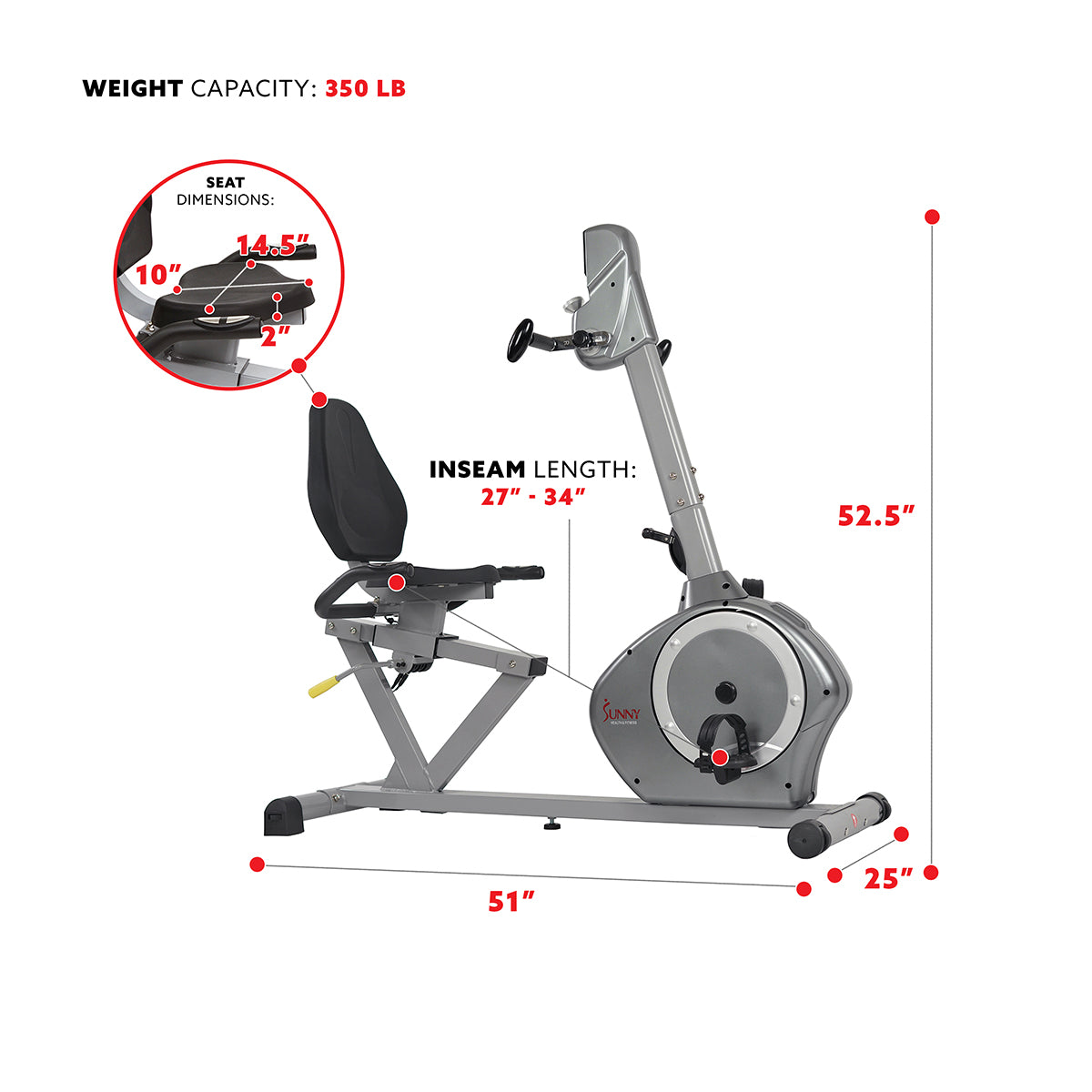  Magnetic Recumbent Exercise Bike with Moving Arms Exerciser w/ 350 LB High Weight Capacity、mySite、ghnorth