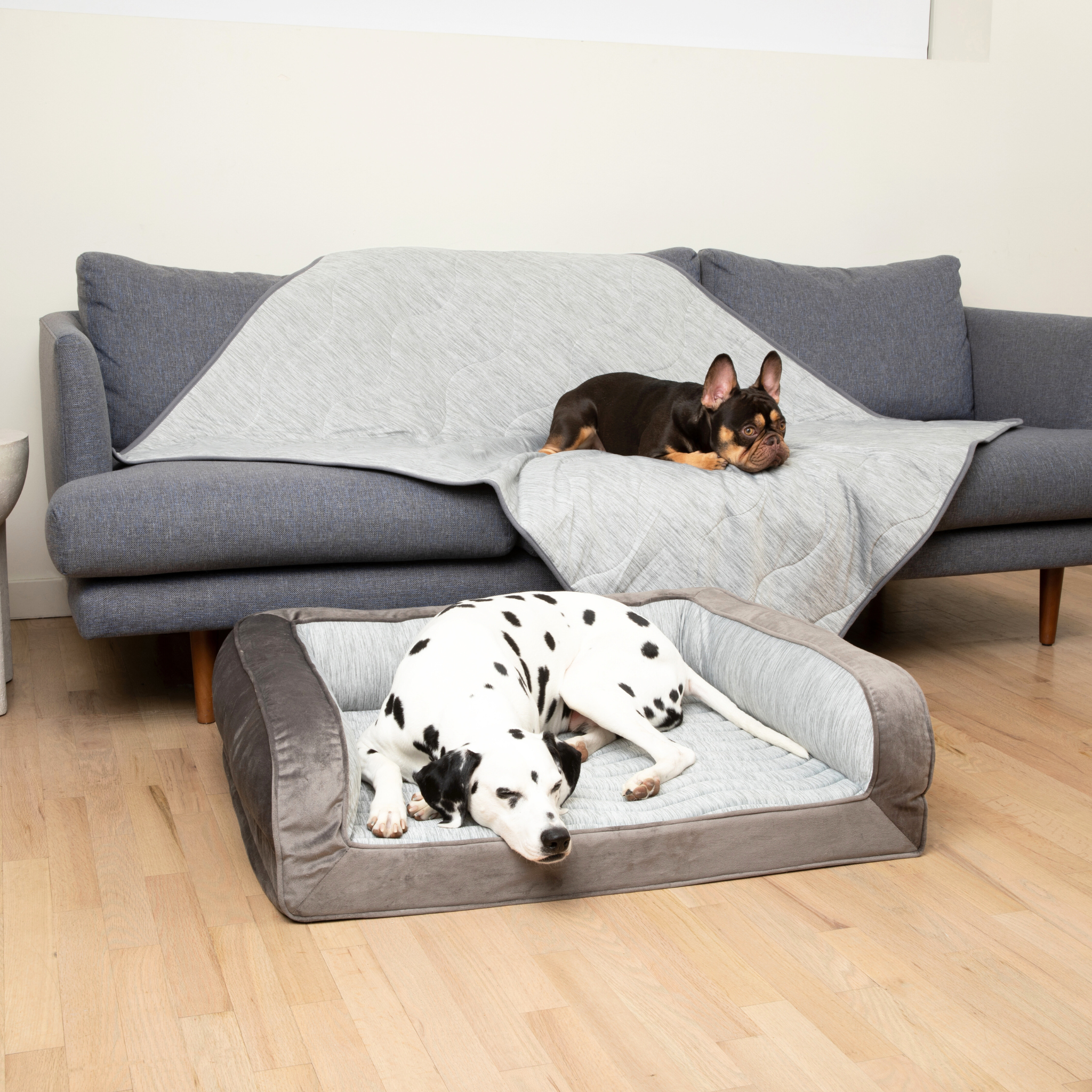 PupChill™ Cooling Bolster Dog Bed + Waterproof Blanket Bundle - Arctic Grey、mySite、solidvoid