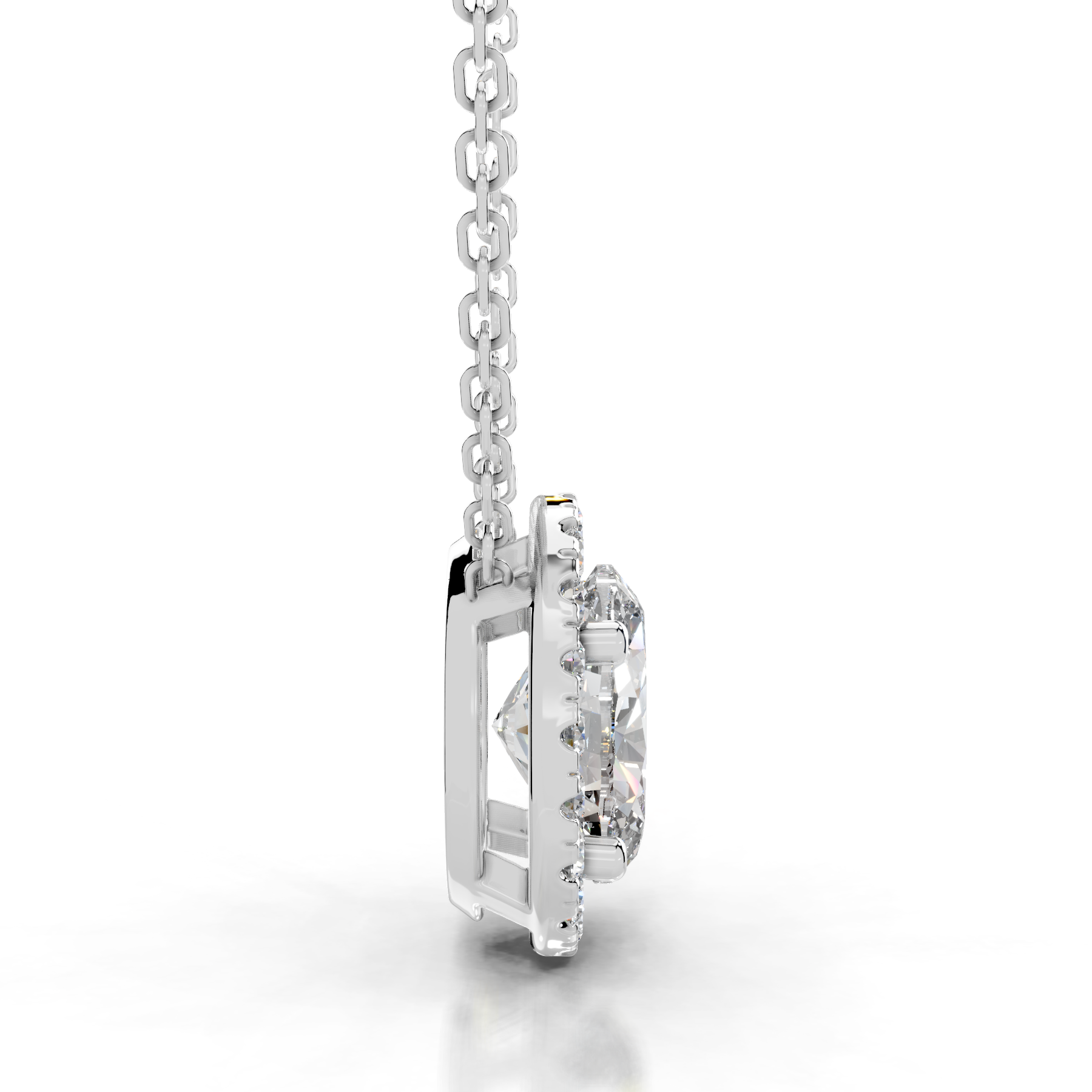 Manon Lab Grown Diamond Halo Pendant (2.25 Carat) -18K White Gold、mySite、hinf8tx79