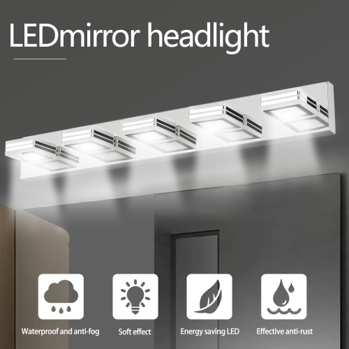 (Same as W134070915/L2004) 32" Modern Black 5-Light LED Vanity Light, Square Acrylic Lampshades Wall Mount Fixture for Bathroom, Mirror Lighting、、eastwooduniform