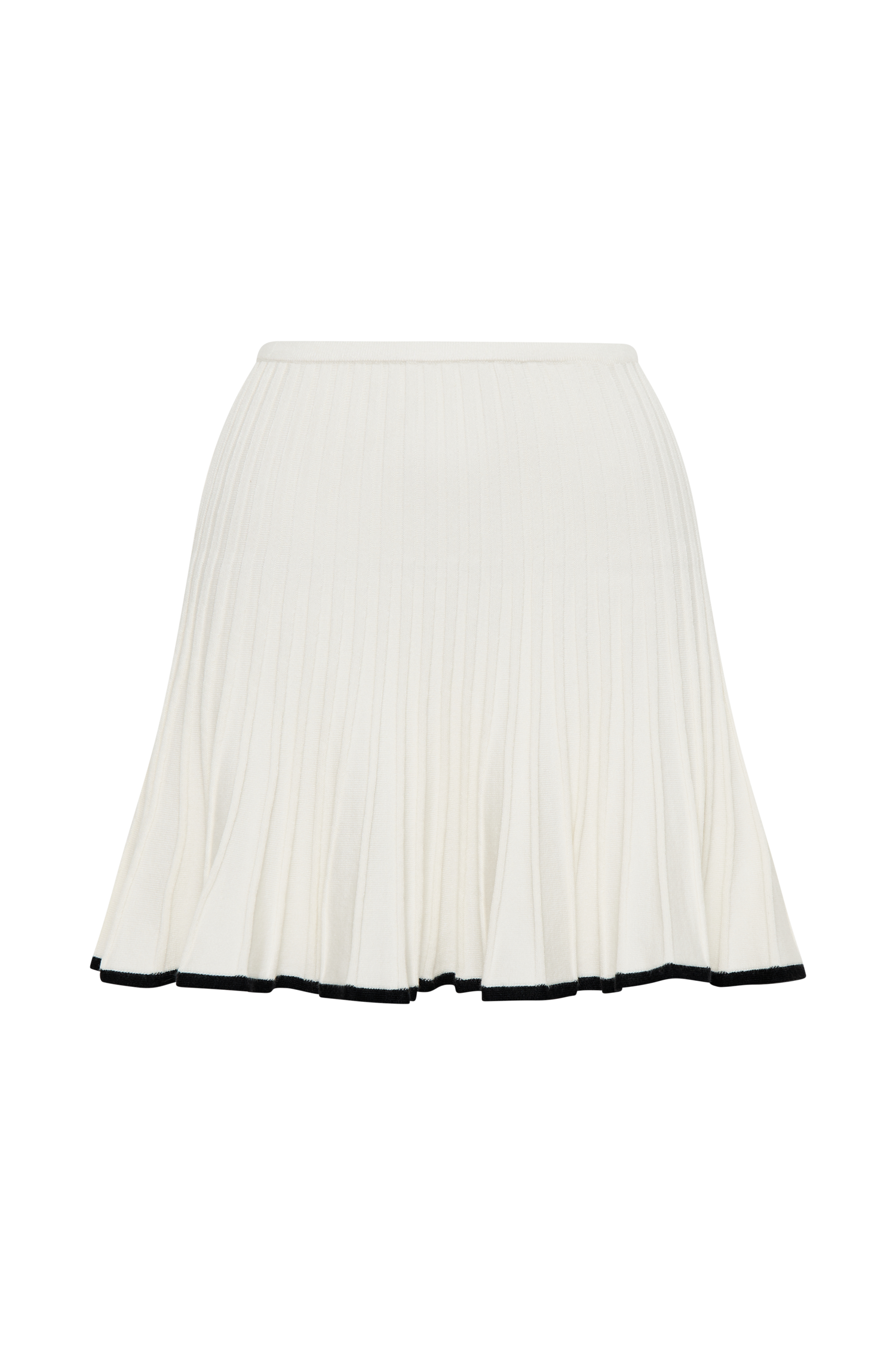 Jolene Contrast Pleated Knit Mini Skirt - White、mySite、solidvoid