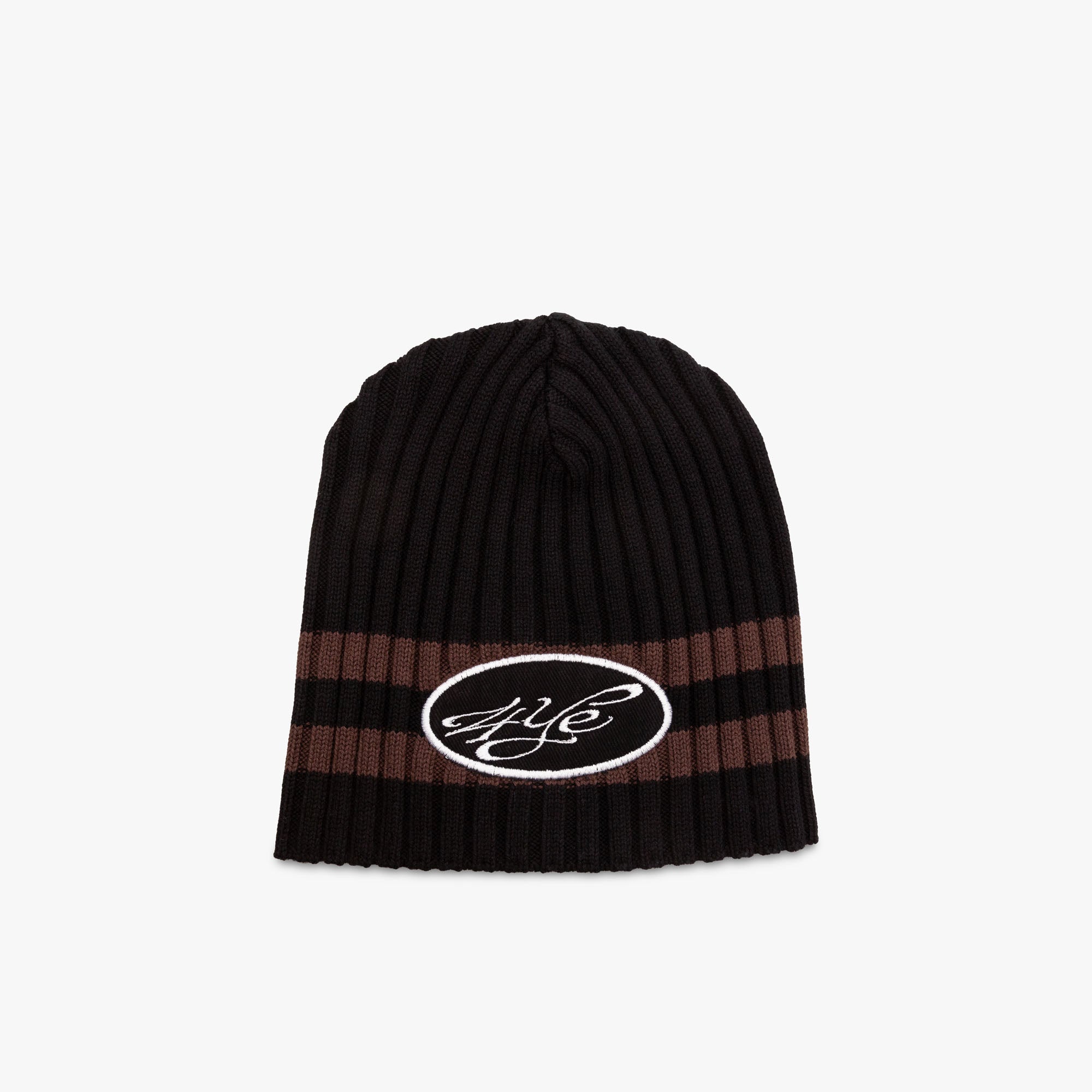  4YE Signature Thick Ribbed Patch Beanie / Black / Brown、mySite、merchandisen