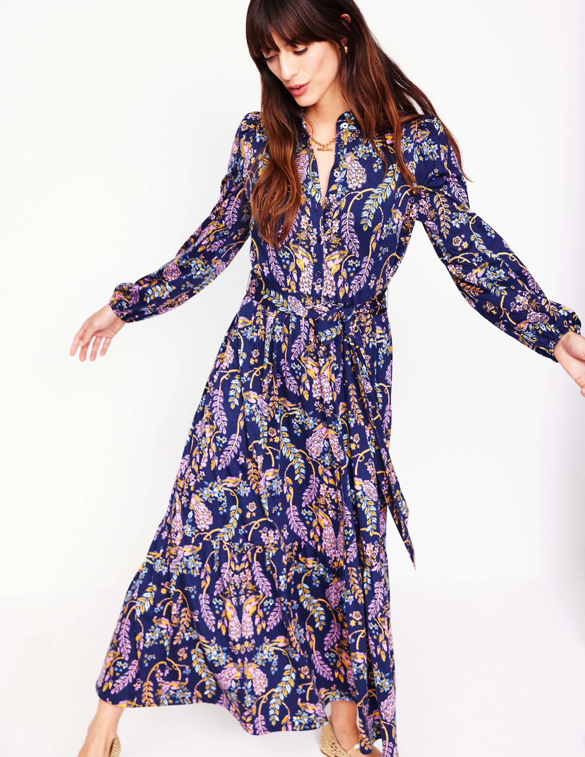  Willow Tiered Jersey Dress-French Navy,Enchanting Peacock、mySite、ashleygrahame